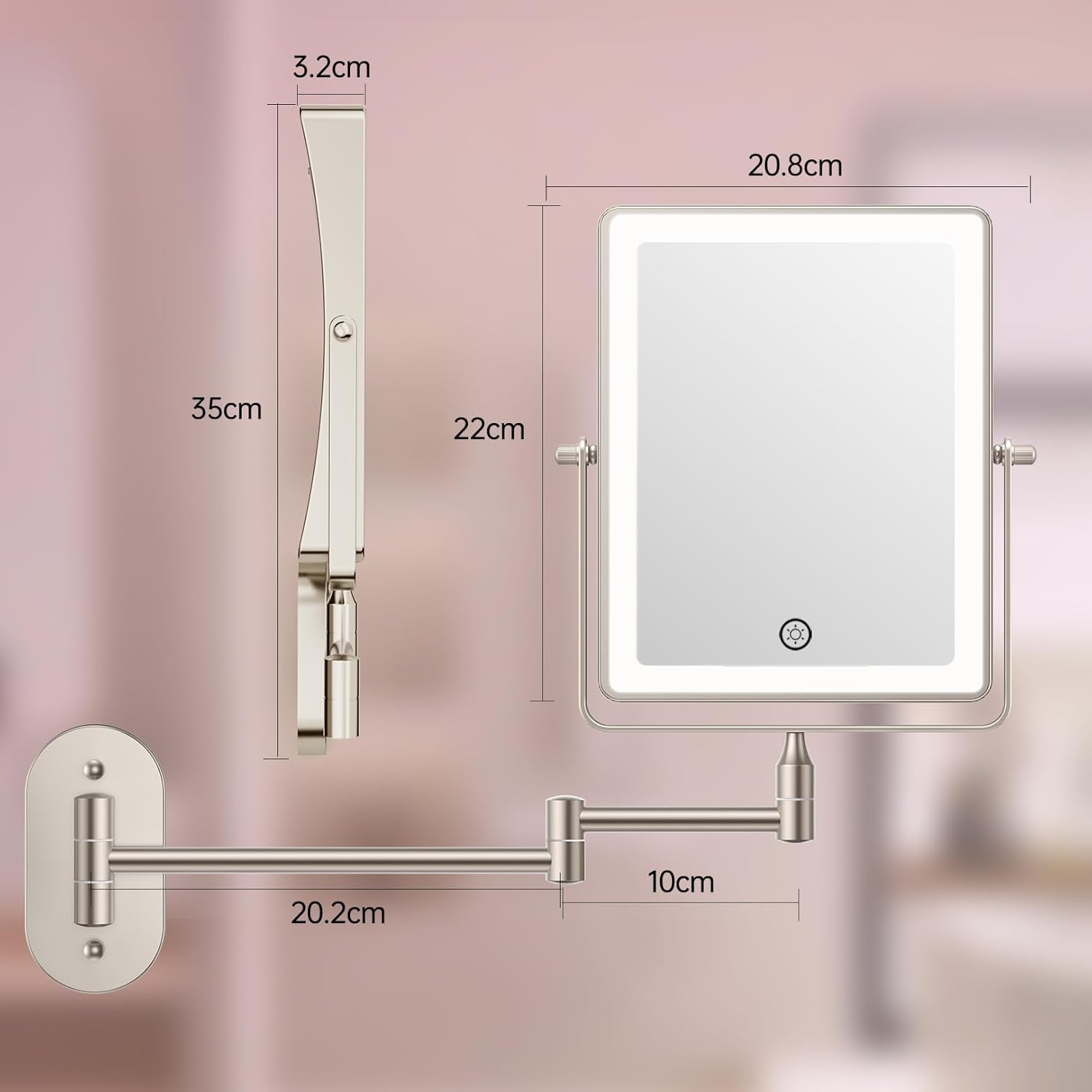 FASCINATE Rechargeable Wall-Mounted Makeup Mirror