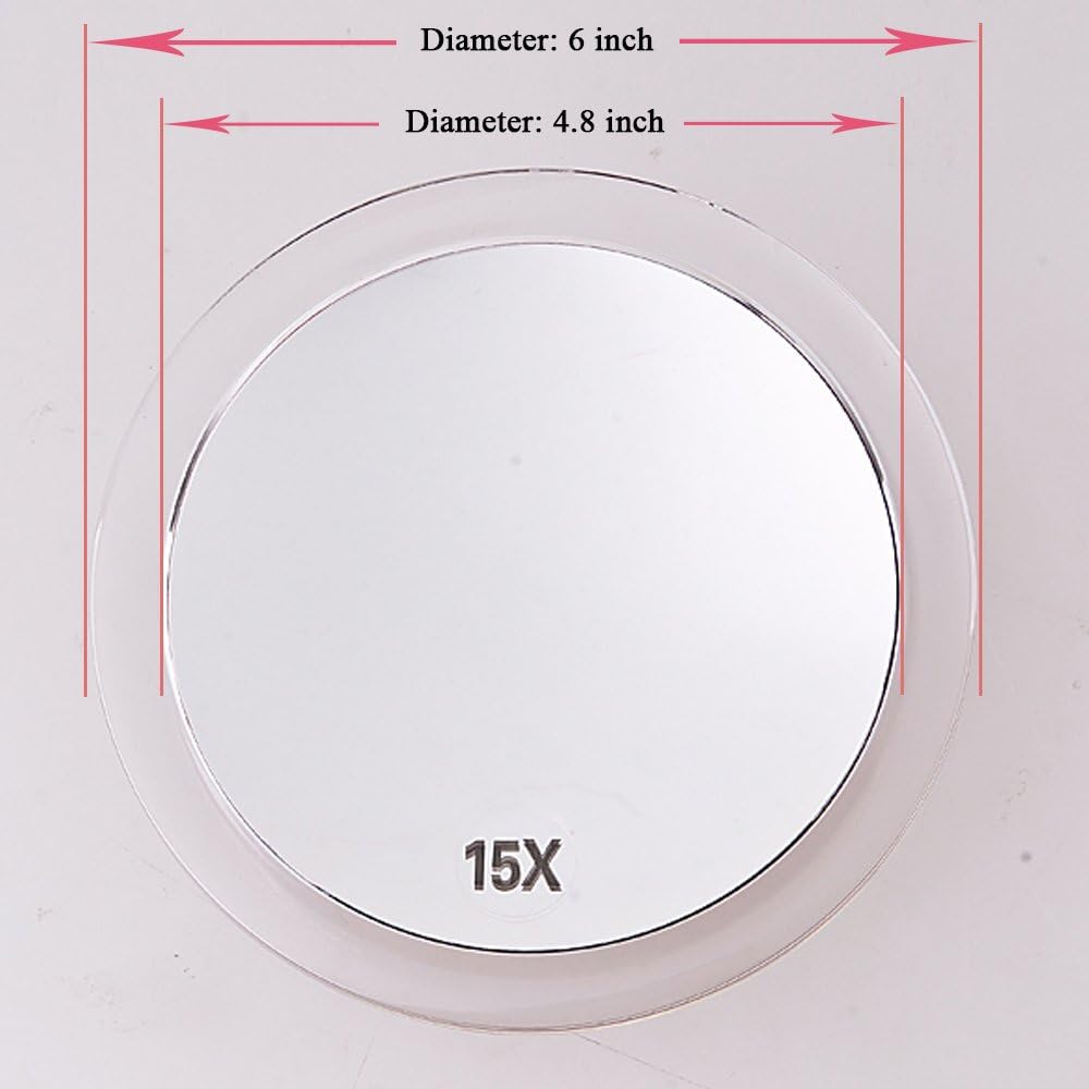 Santoo 15X Magnifying Mirror with 3 Suction Cups for Precise Beauty