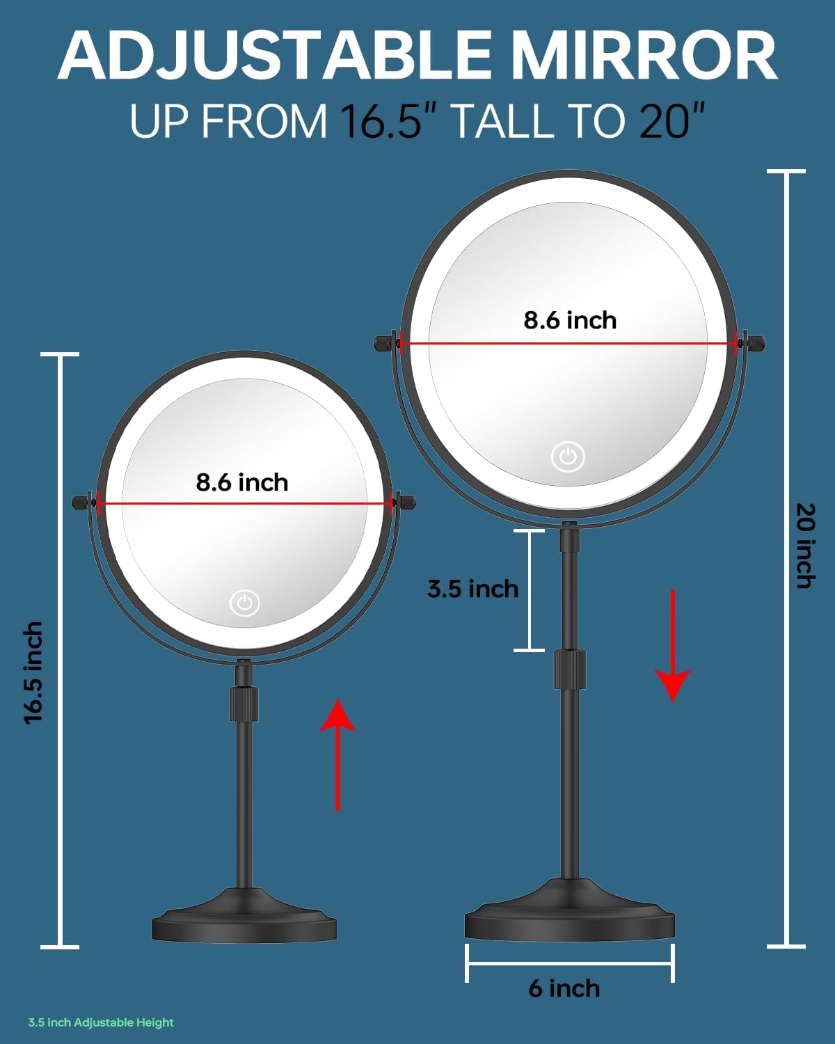 9 Lighted Makeup Mirror with 1X 10X Magnifying Vanity Mirror