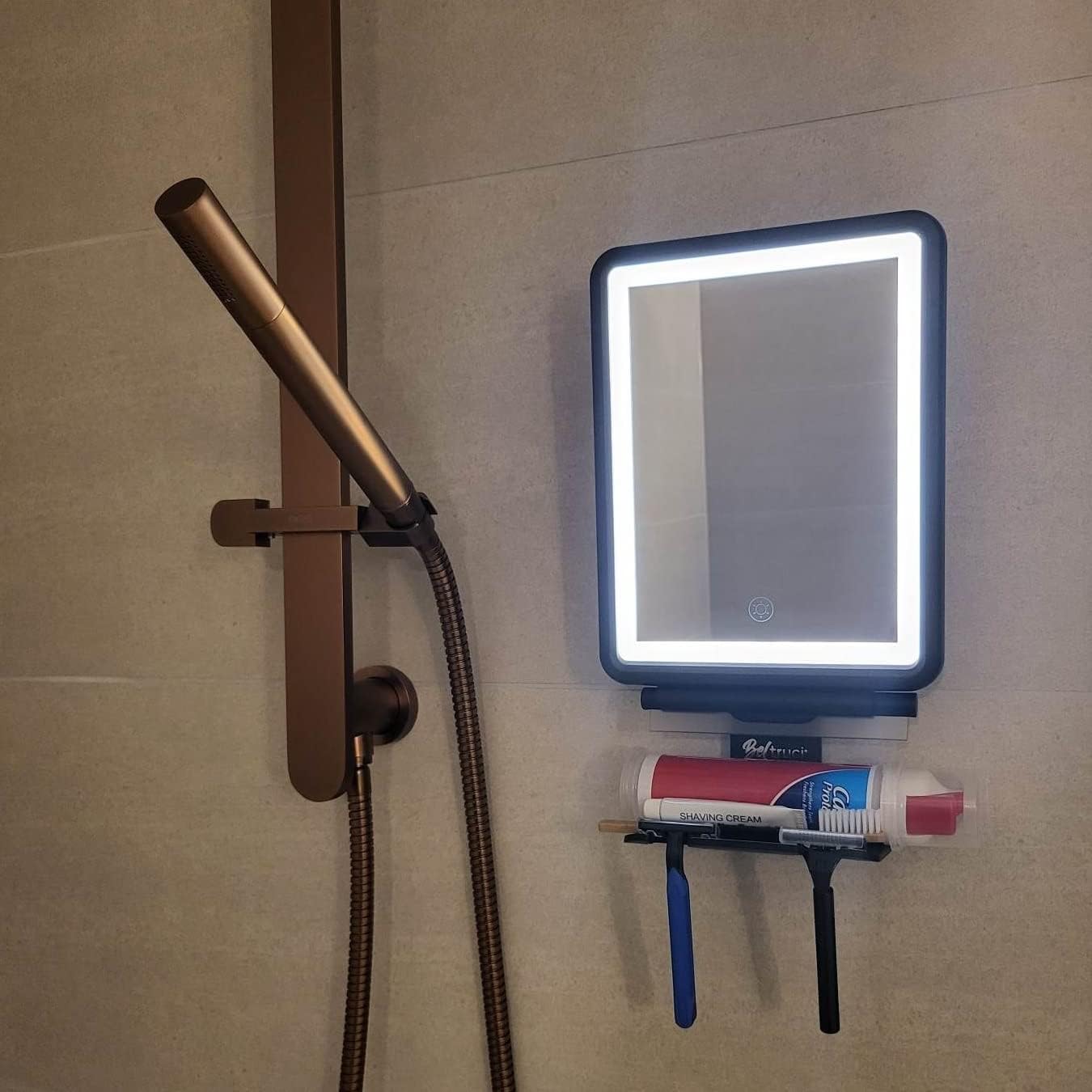 Fogless Shower Mirror with Squeegee