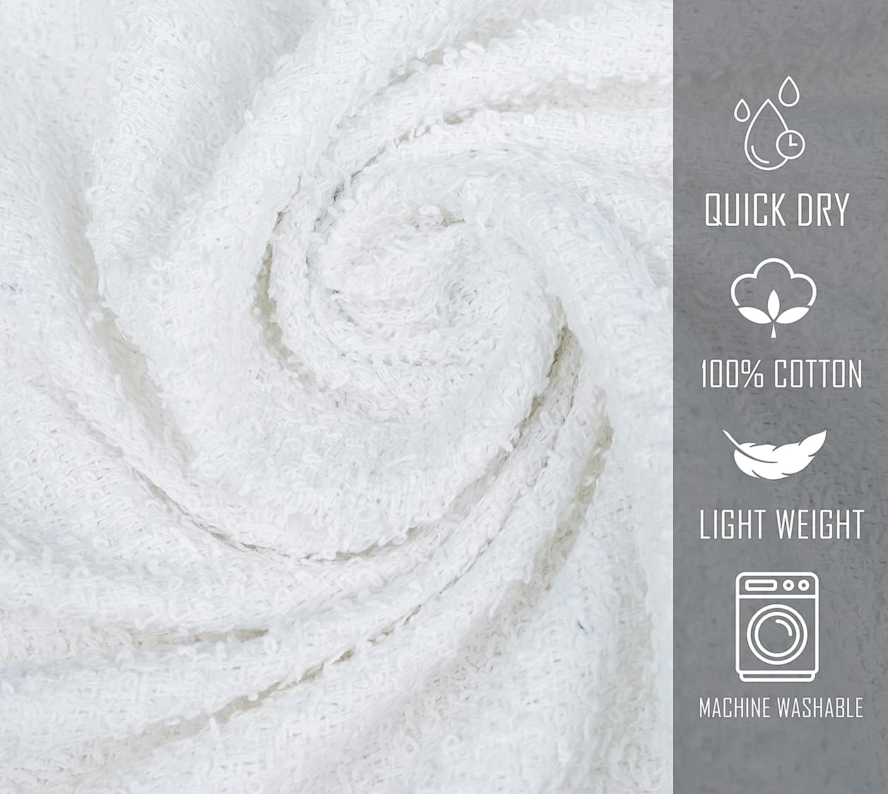 12-Piece Bulk 20x40 White Bath Towels - Eco-Friendly Cotton - Quick-Drying Durable