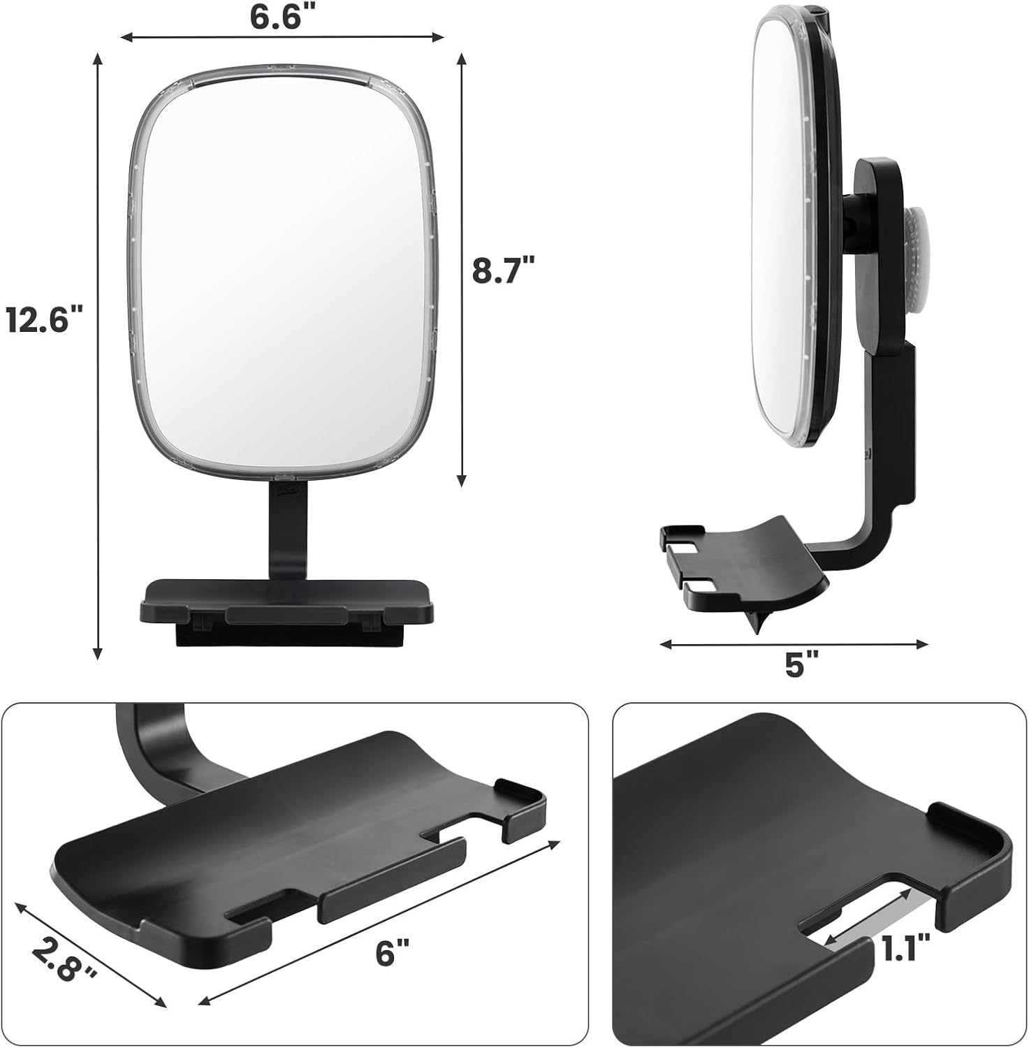Shower Grooming Mirror with Razor Holder