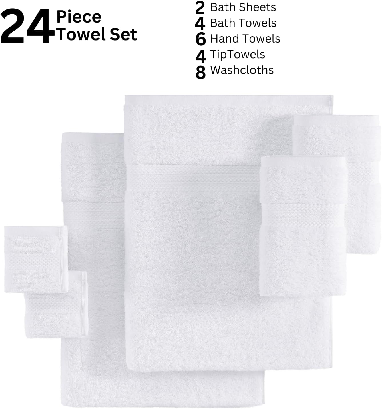 Premium 24-Piece Cotton Bath Towels Set for the Ultimate puedehygiene Experience