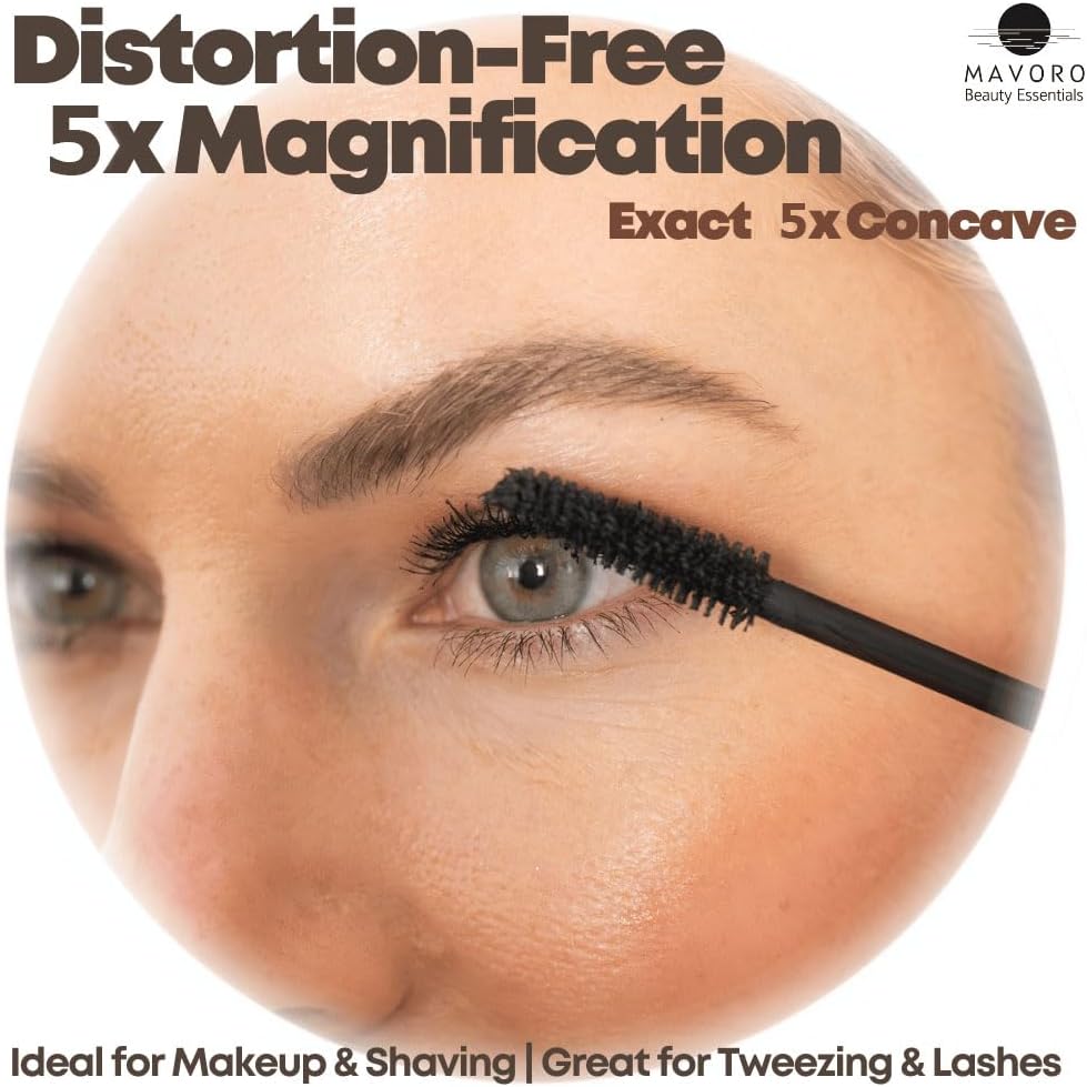 Mavoro Magnifying Mirror 5X with 3 Suction Cups 9 Inch