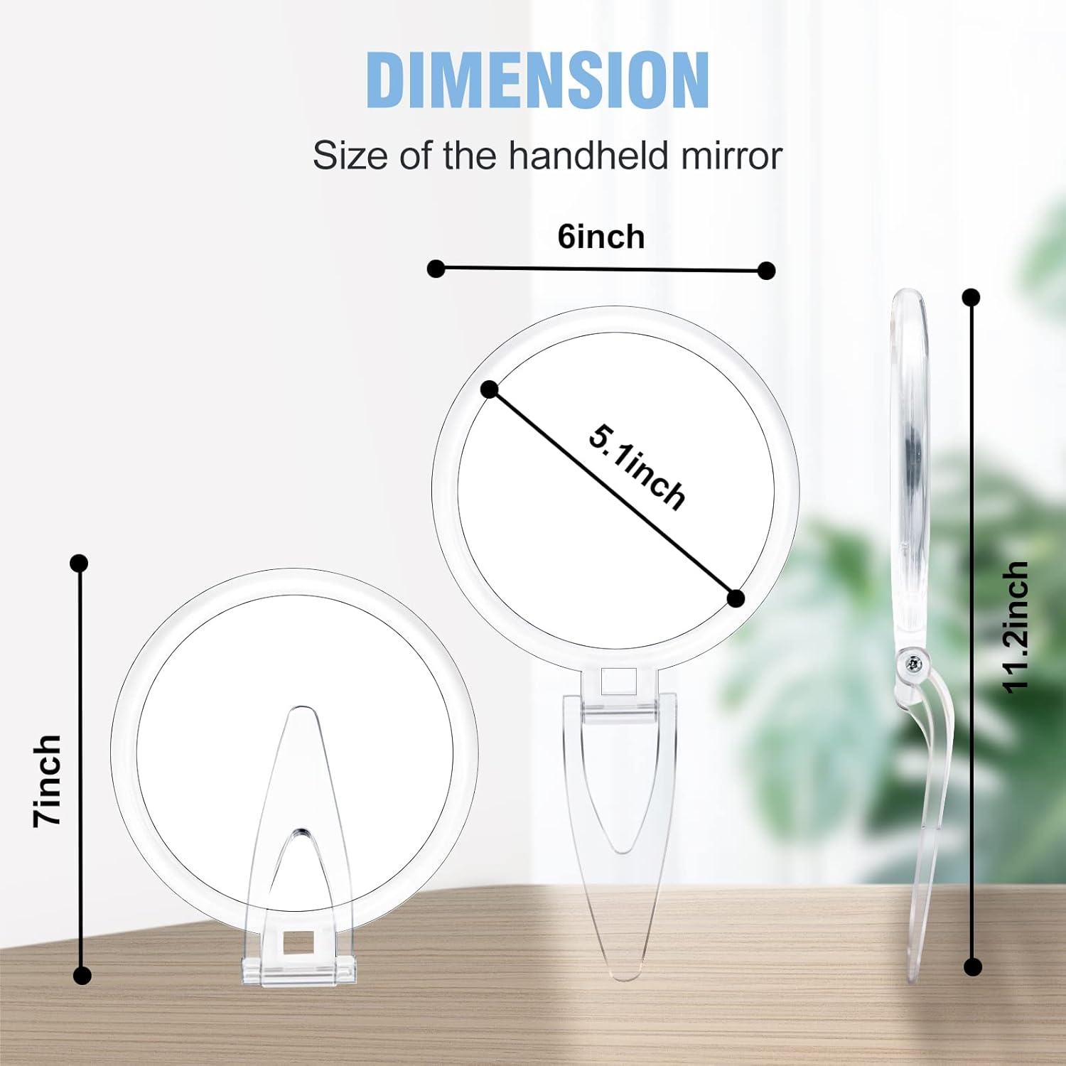 20x Magnifying Handheld Mirror 6-inch Double-Sided Travel-Friendly