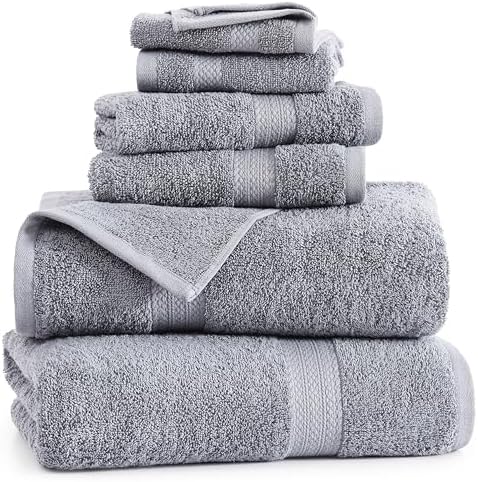 Premium 6-Piece Grey Bath Towels Set for Luxury Bathroom Experience