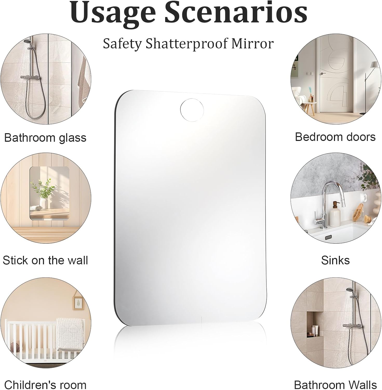 Anti-Fog Unbreakable Travel Shower Mirror for Men