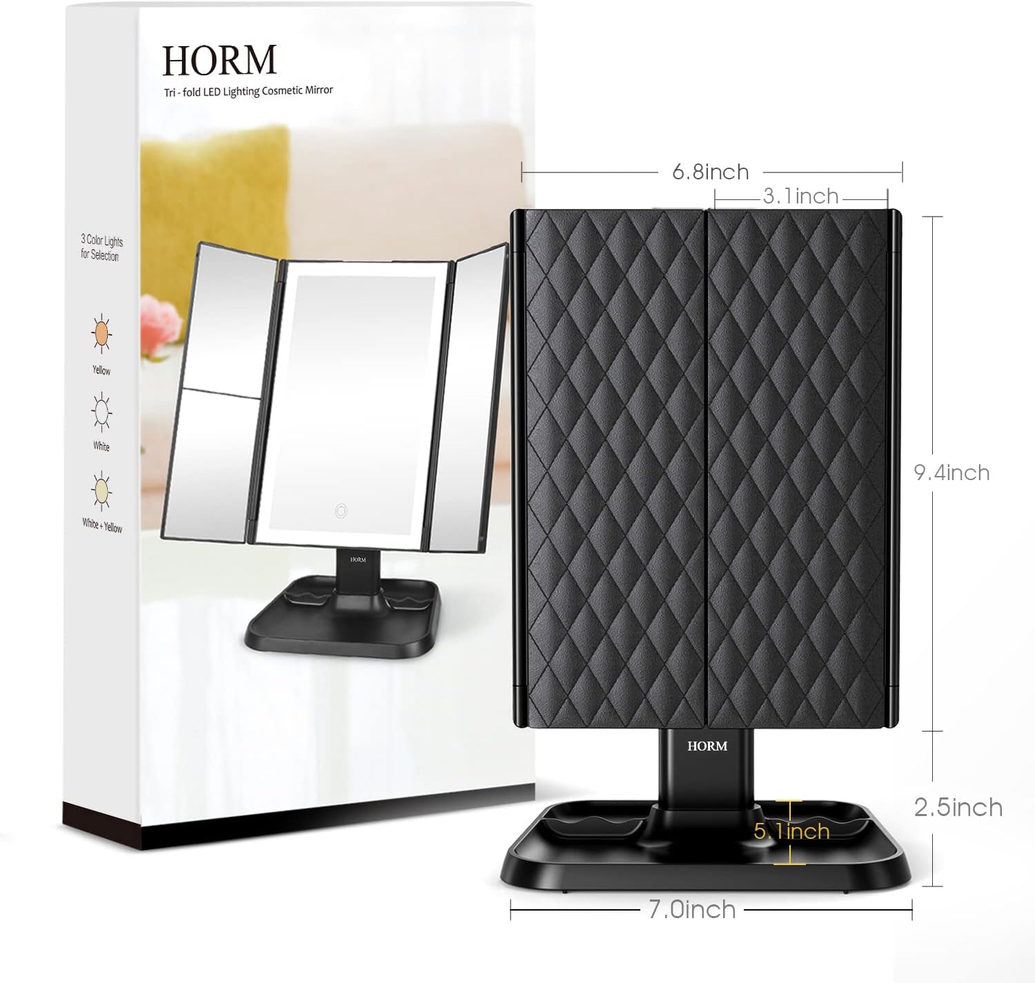 Versatile 3-Mode LED Makeup Vanity Mirror