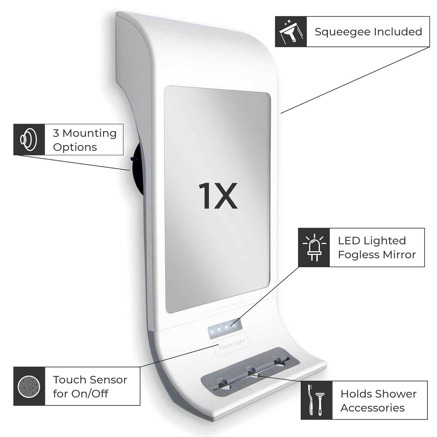 Zadro Fogless LED Shower Mirror with Secure Mounting