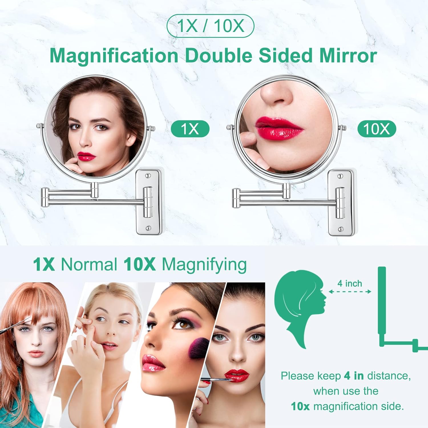 Easy to Use 8-Inch Vanity Magnifier