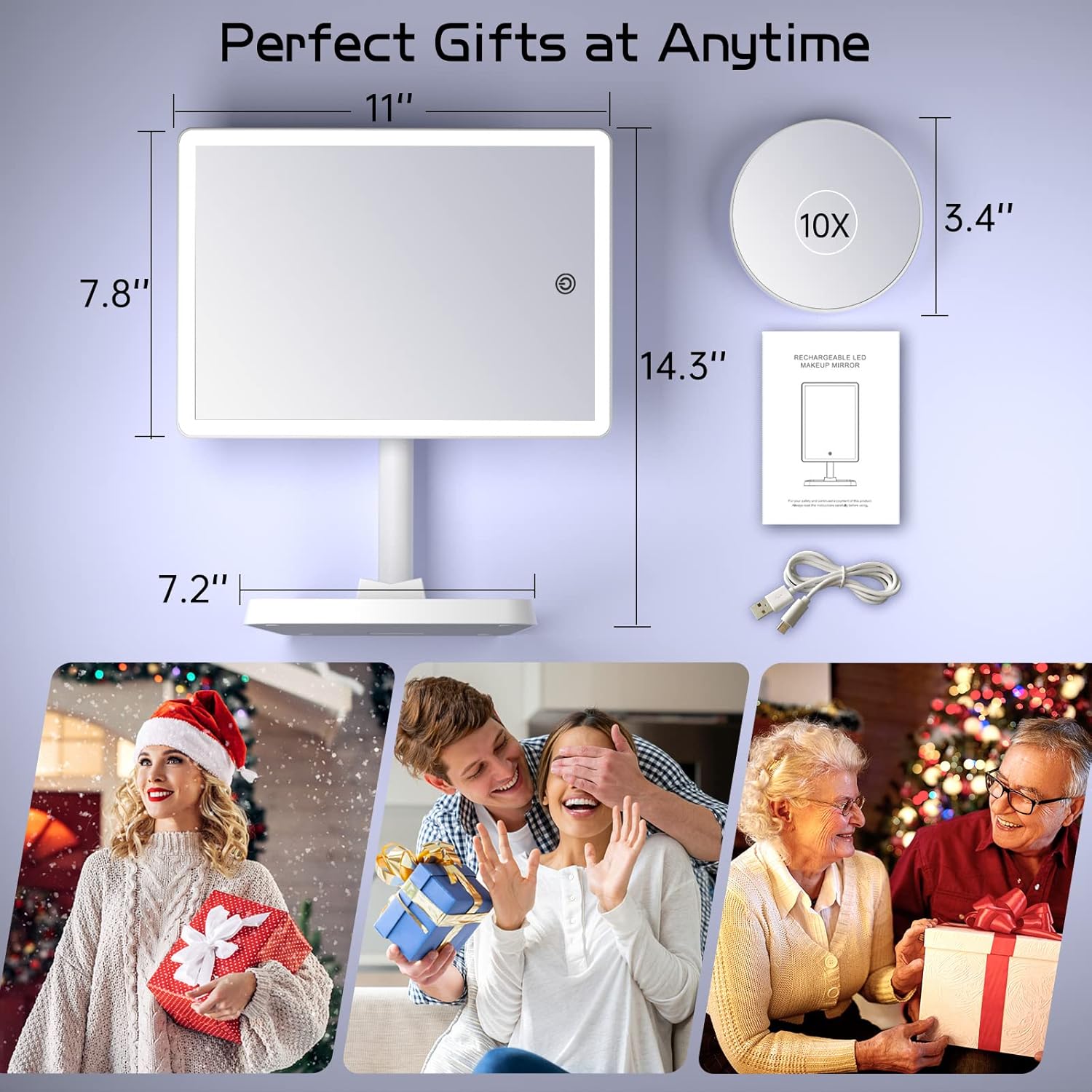 Precision Makeup Mirror with 96 Bright LEDs Compact Design