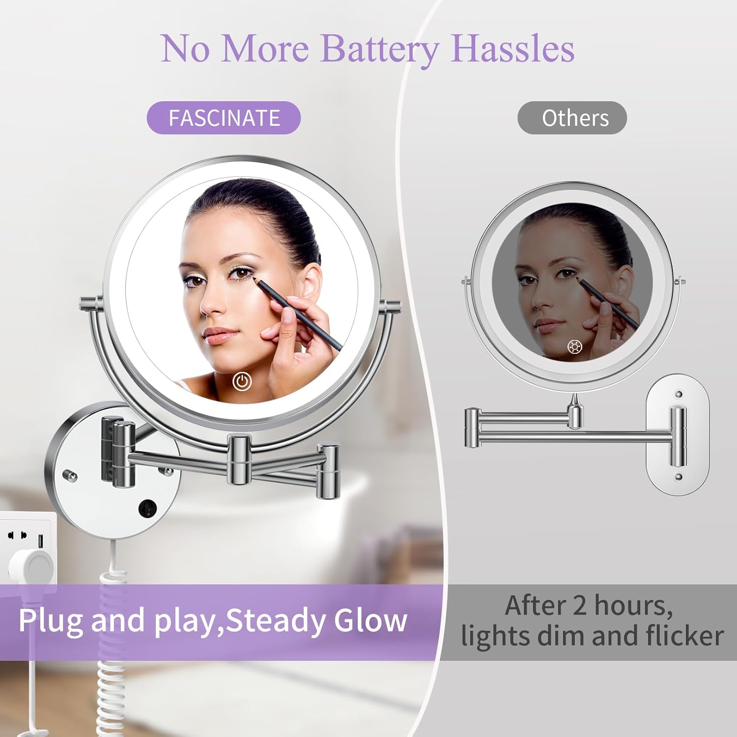Wall-Mounted Double-Sided Makeup Mirror