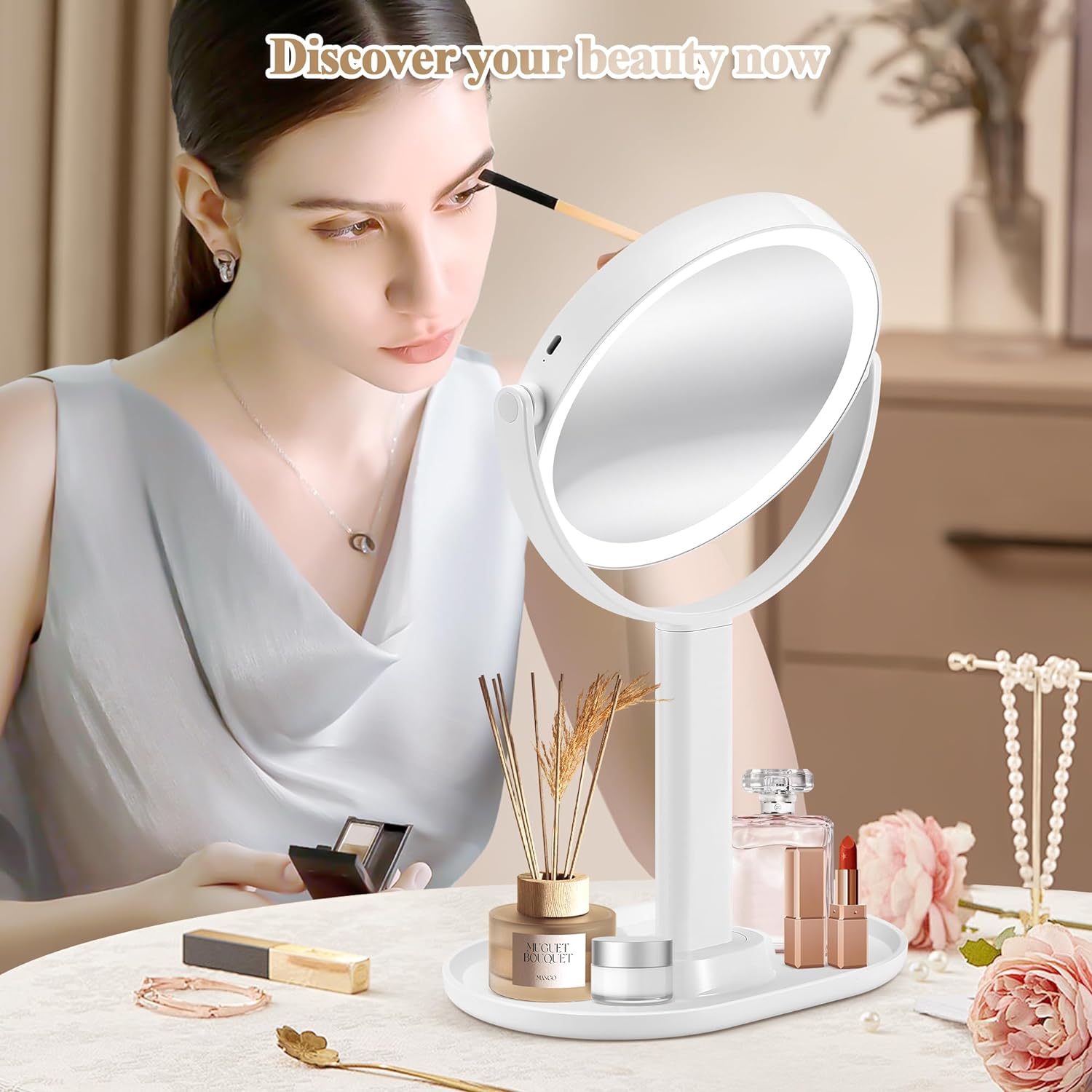 Makeup Mirror with Lights by MOMOKUBA