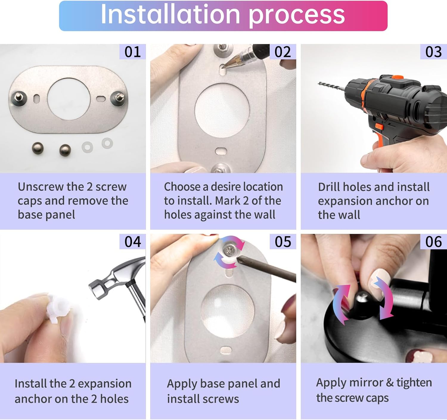 FUNTOUCH Rechargeable Wall-Mounted Lighted Makeup Vanity Mirror