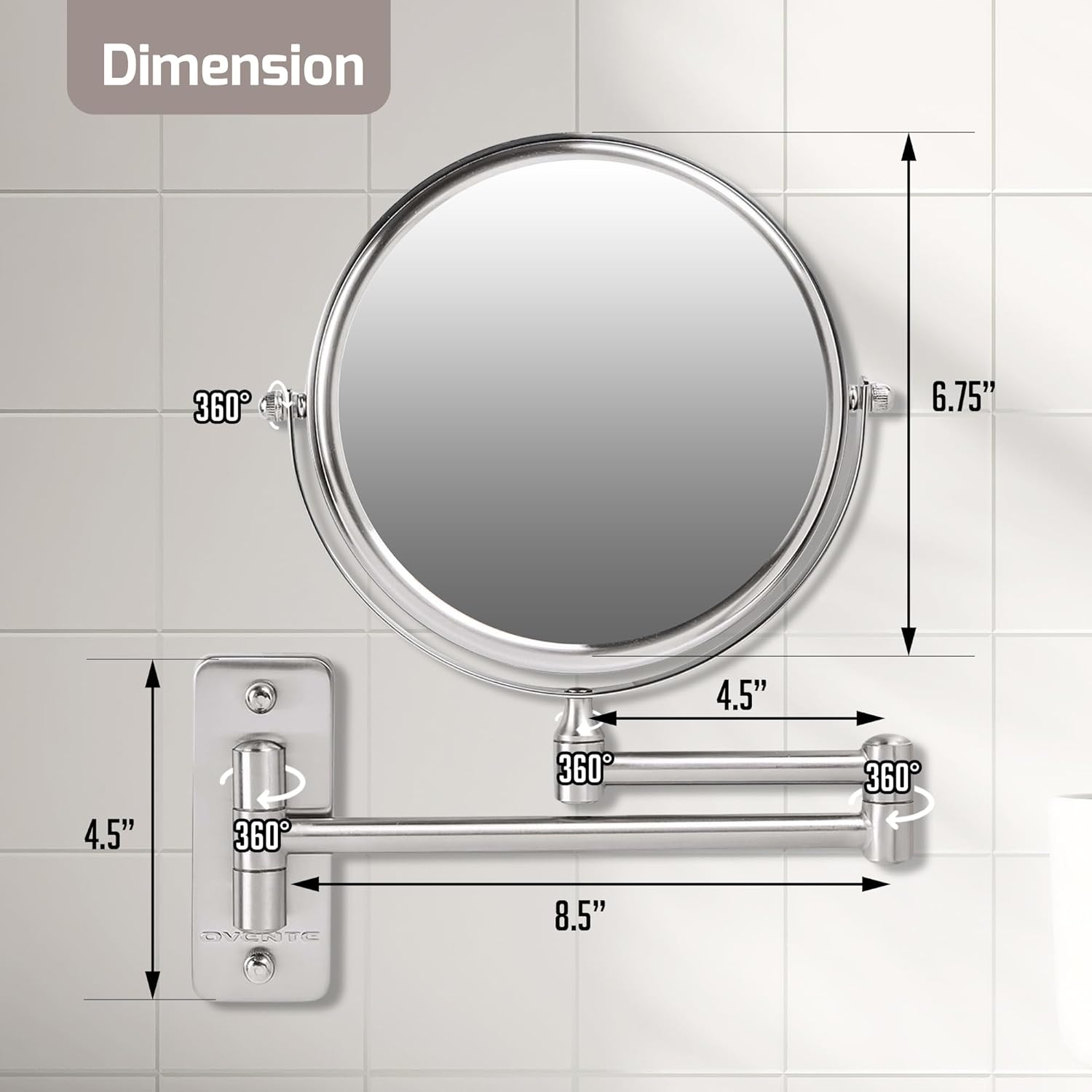 OVENTE 7 Wall-Mounted Makeup Mirror