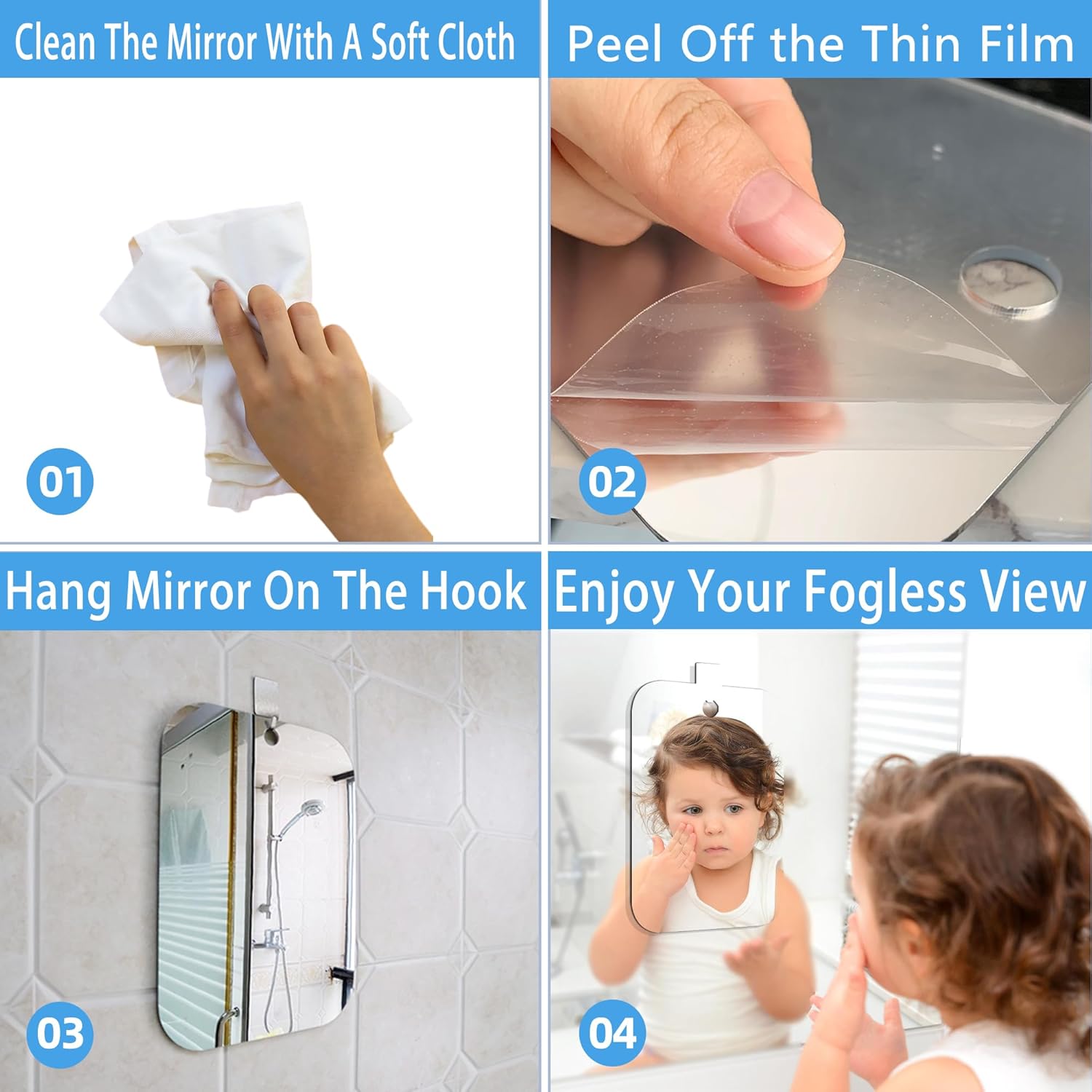 Fogless Shower Mirror for Shaving 6x8 inch Medium