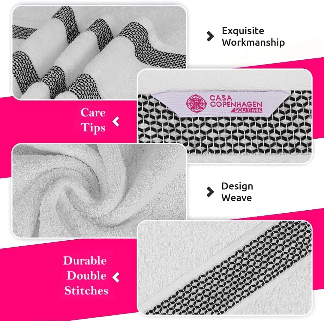 Soothing Solitaire Mix 6-Piece Egyptian Cotton Towels Set White Jet Black