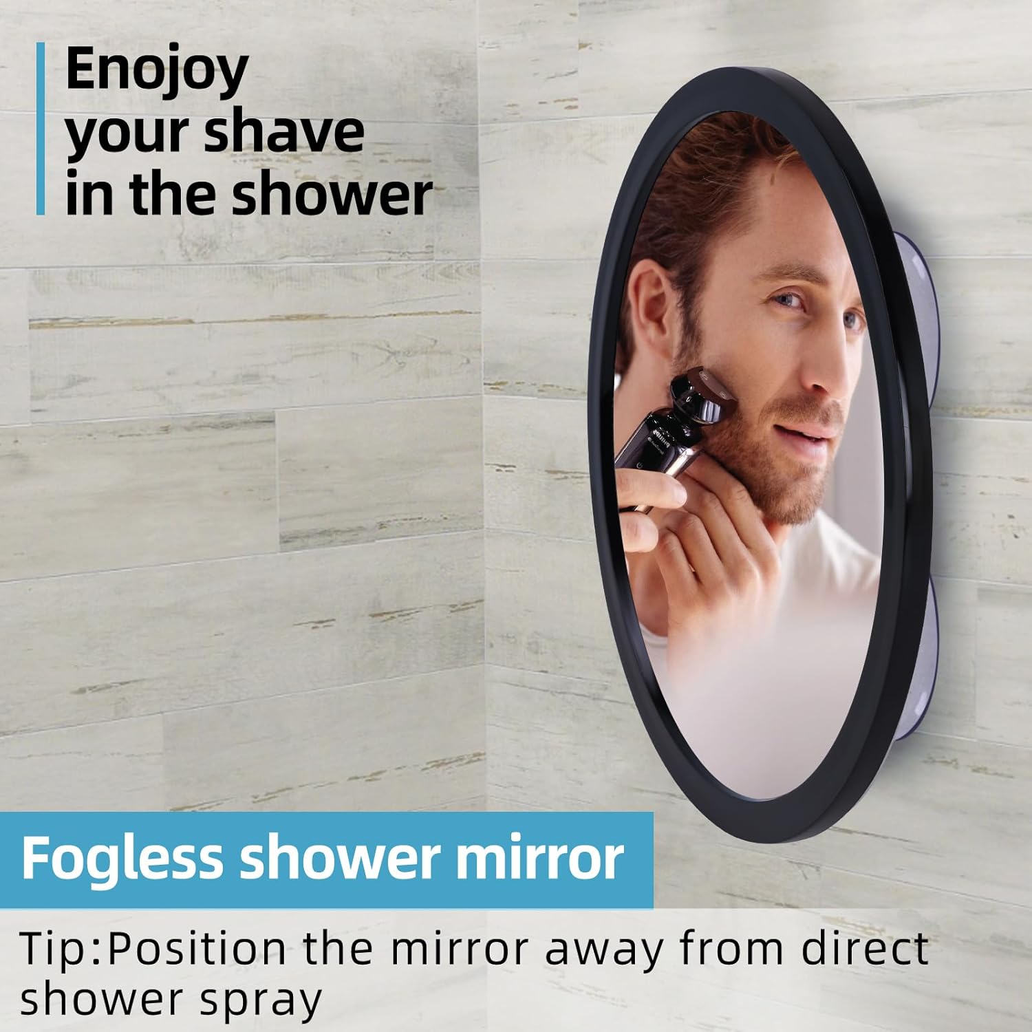 Perfect for Shaving Makeup in the Shower Suction-Closed Glassless Mirror