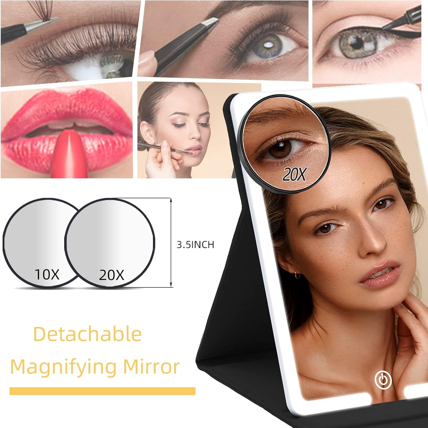 RRtide Compact 10X 20X Magnifying Mirror for Travel