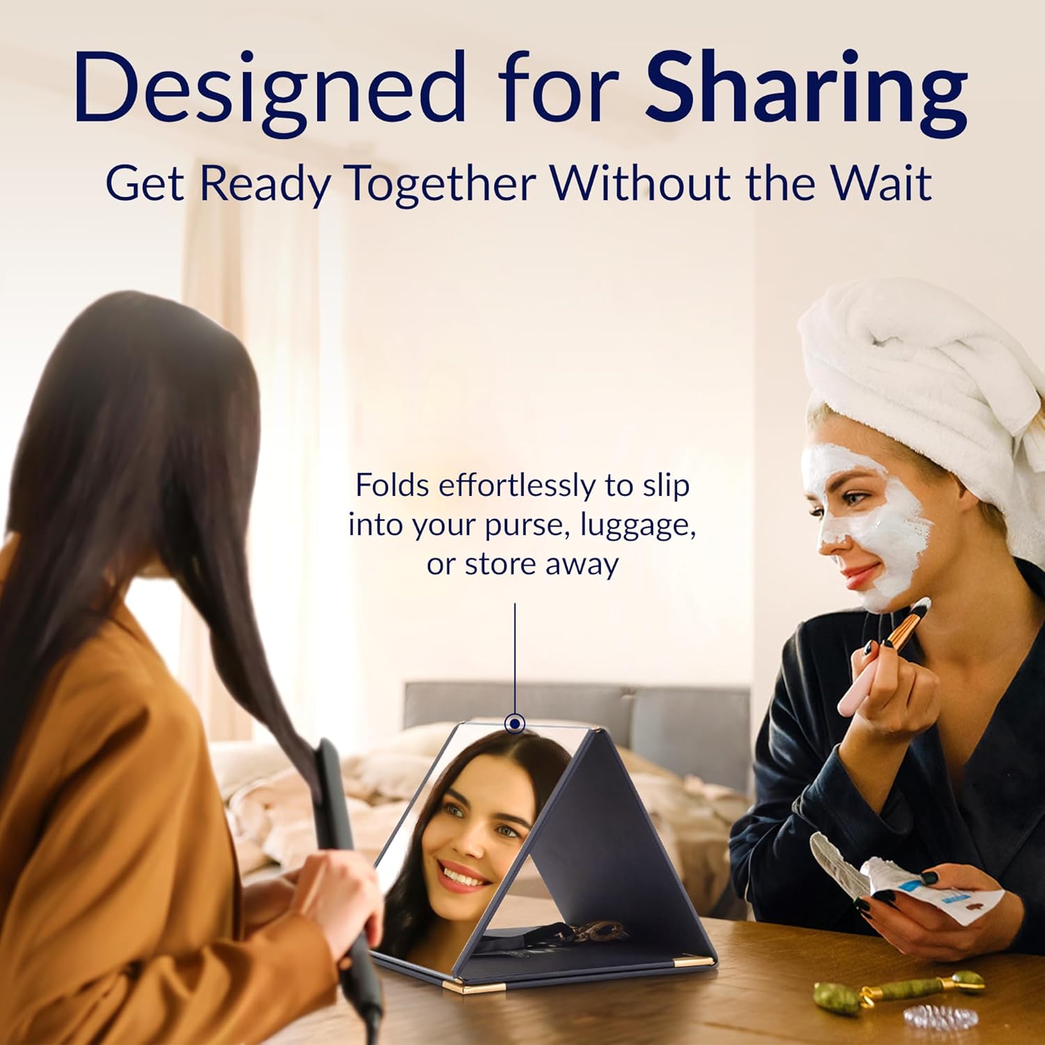 Convenient Travel Makeup Mirror with 3 Ways forents