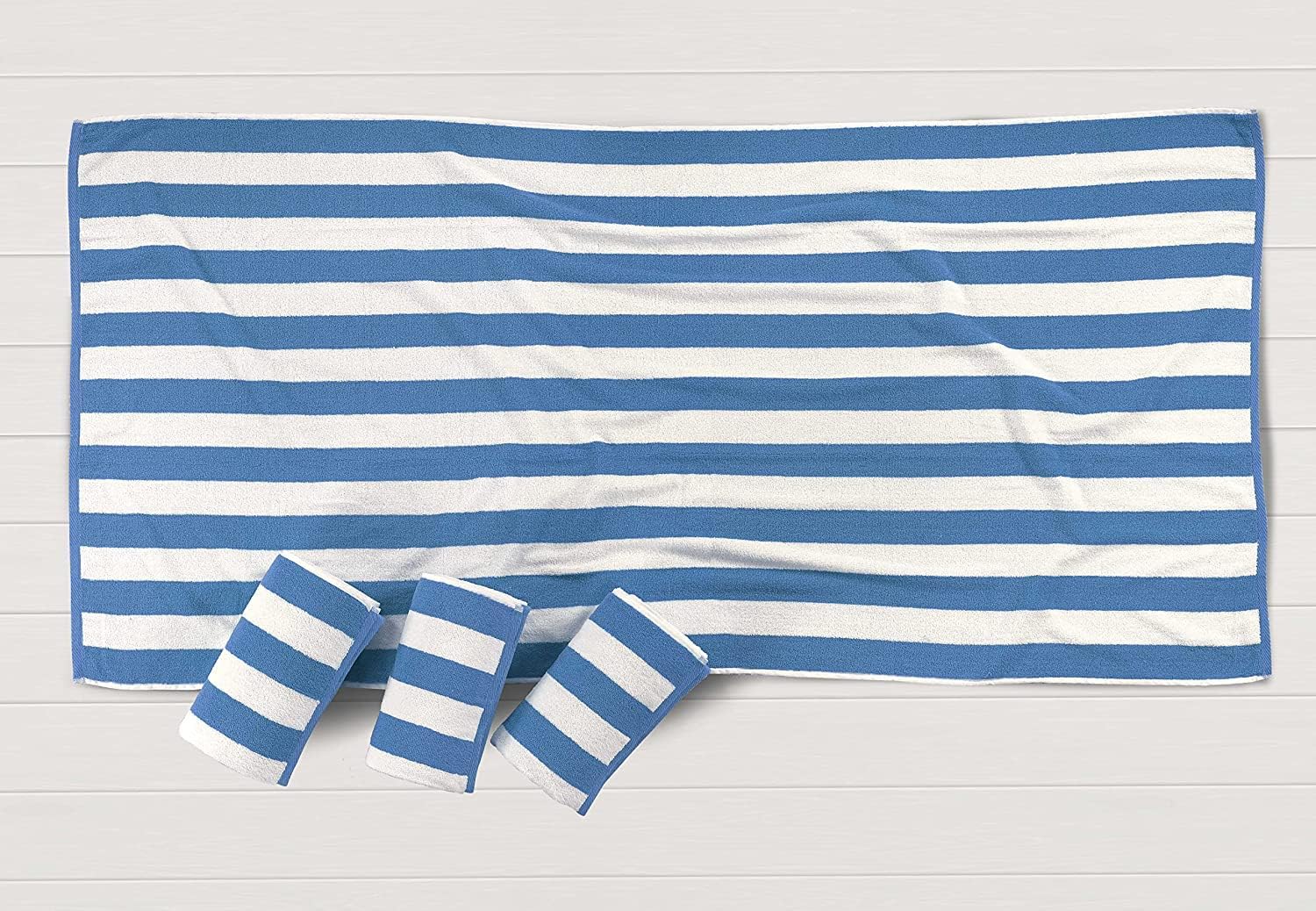 Sleek Soft 100 Cotton Beach Towels 4-Piece Set with Cabana Stripe Design