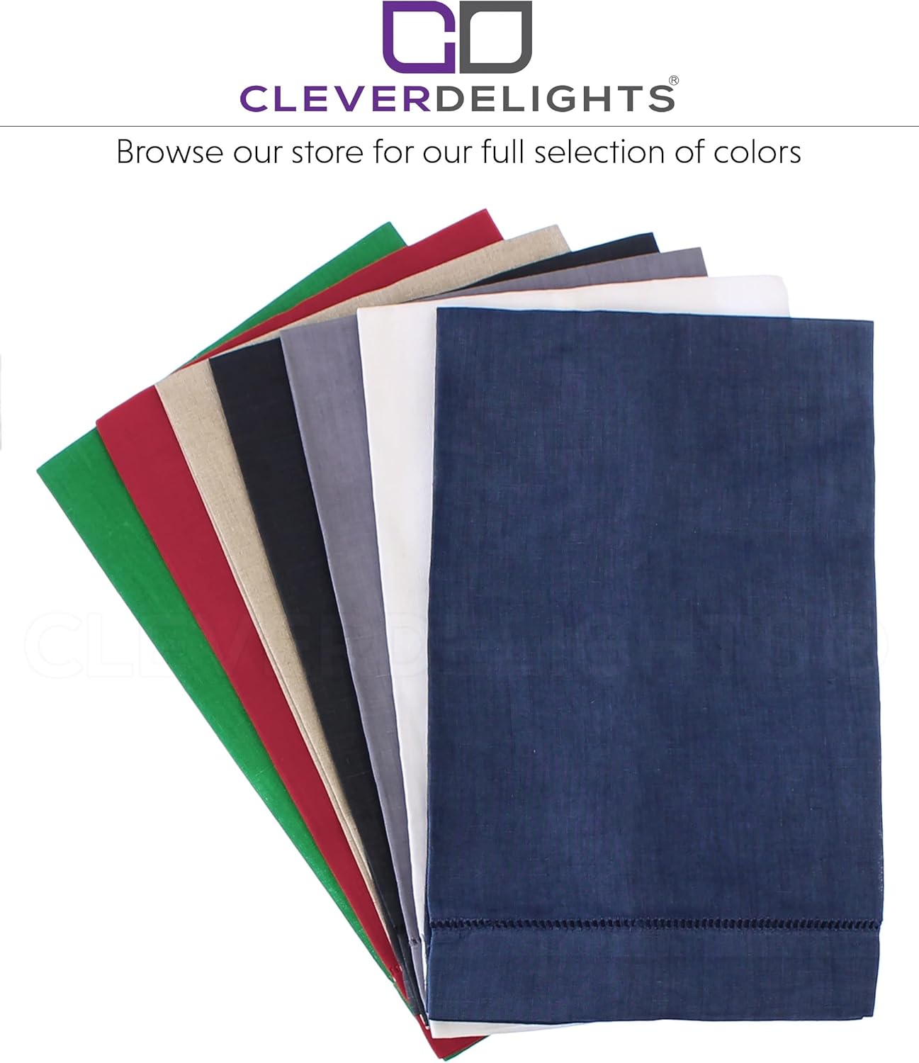 Set of 6 White Linen Hemstitch Hand Towels 14x22 6 Pack
