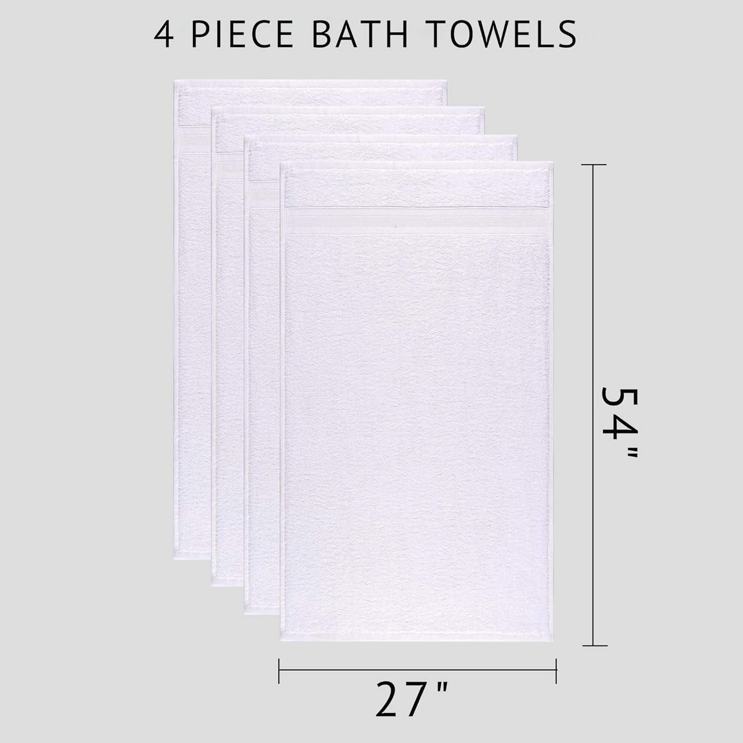 Quick Dry Soft and High Absorbent 4-Piece Cotton Bath Towels