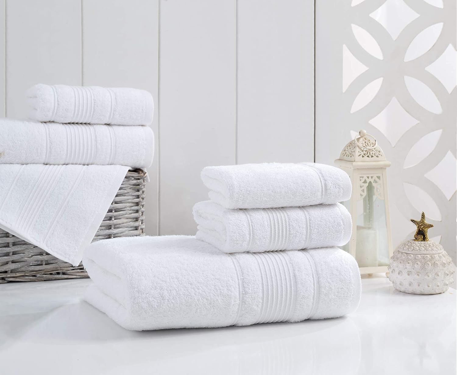Qute Home Premium 4-Piece Fiber Washcloth Set for Bathroom Turkish Cotton