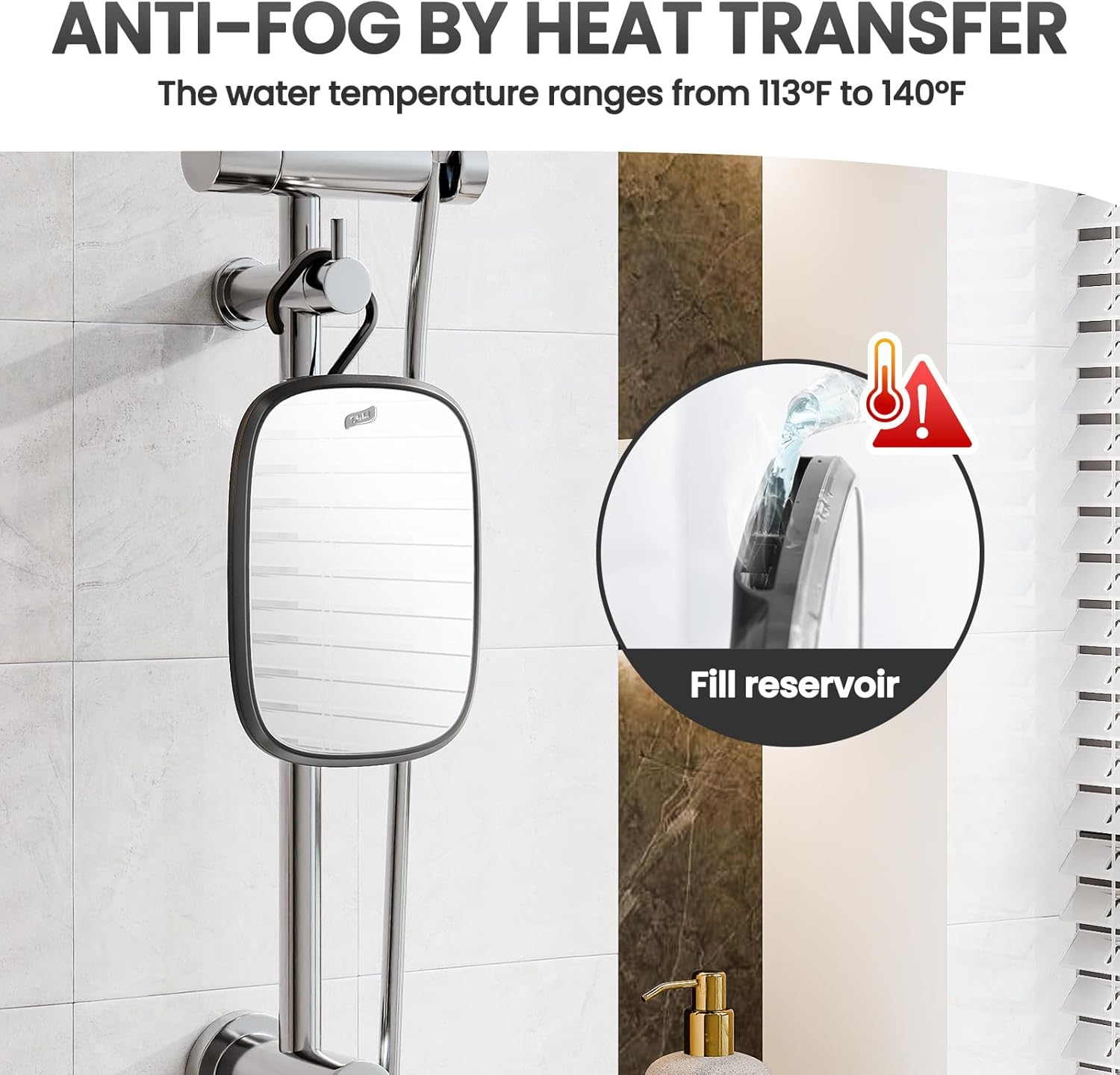 Fog-Free Portable TAILI shower mirror for easy shaving