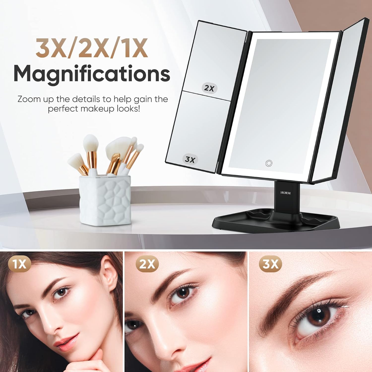Versatile 3-Mode LED Makeup Vanity Mirror
