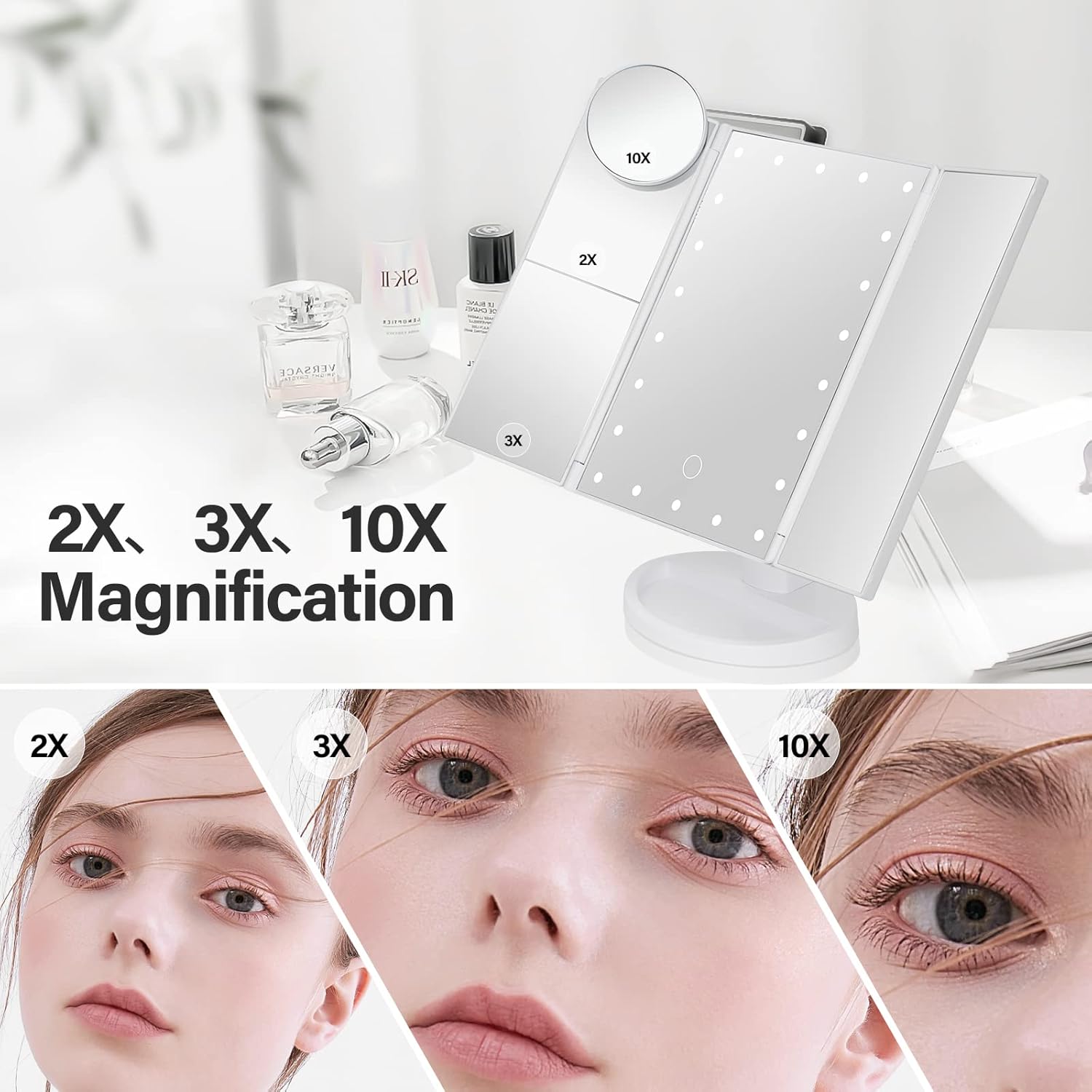 Luxury Makeup Vanity with 10X Magnification Touch Controls