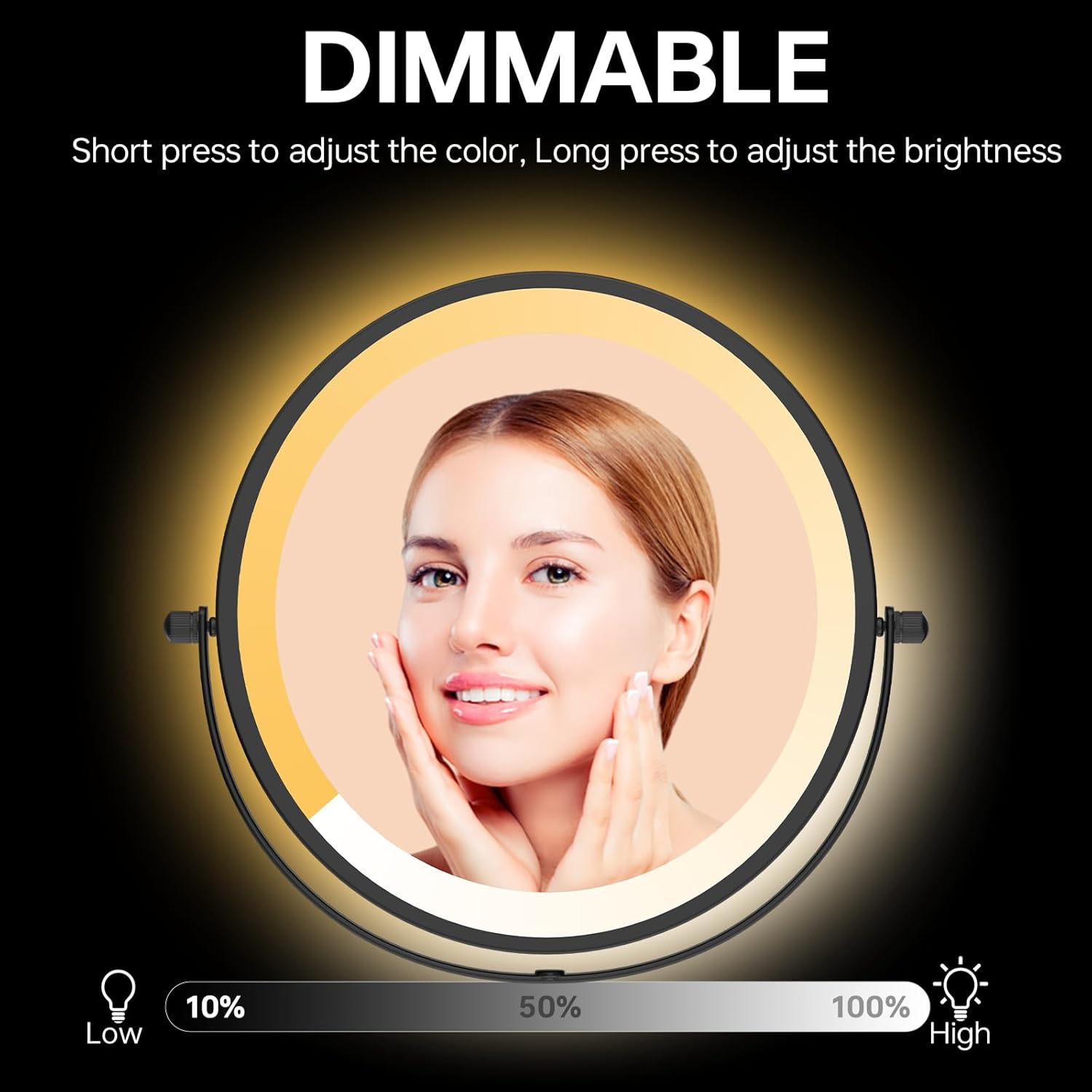 Rechargeable Wall-Mounted Makeup Mirror with 3_light Modes and Touch Control