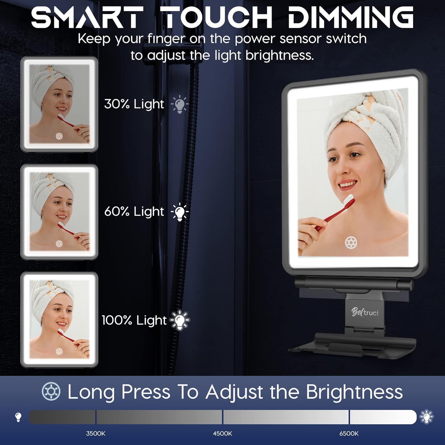 Fogless Shower Mirror with Squeegee