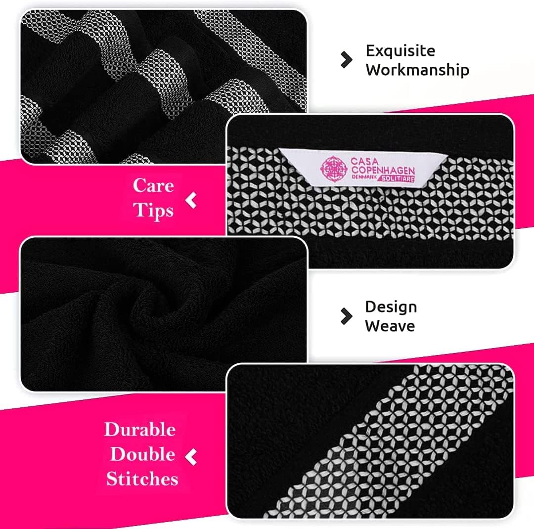 Soothing Solitaire Mix 6-Piece Egyptian Cotton Towels Set White Jet Black