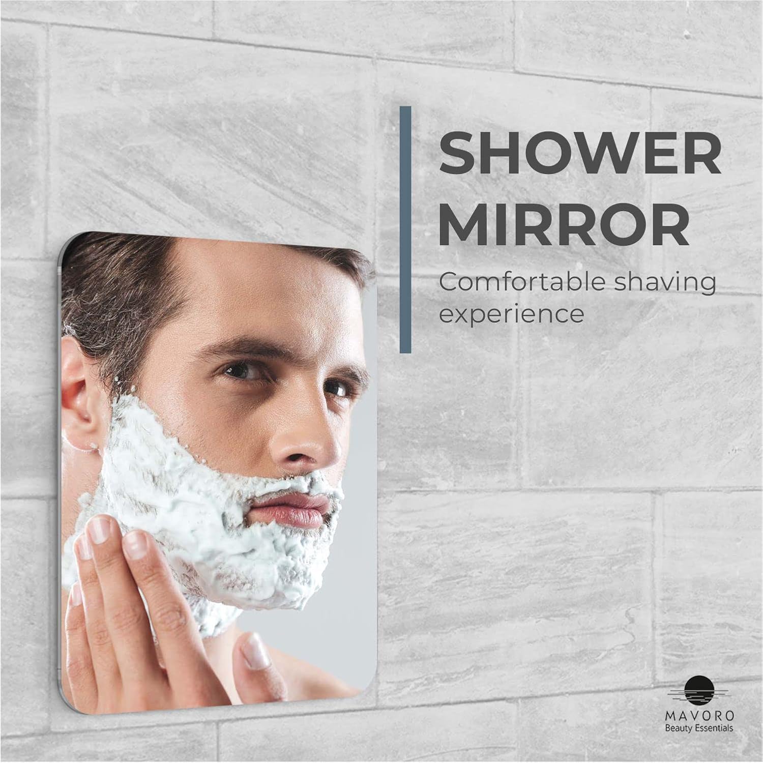 Mavoro Shaving Mirror for Shower - 7x9in Frameless Adhesive Mirror