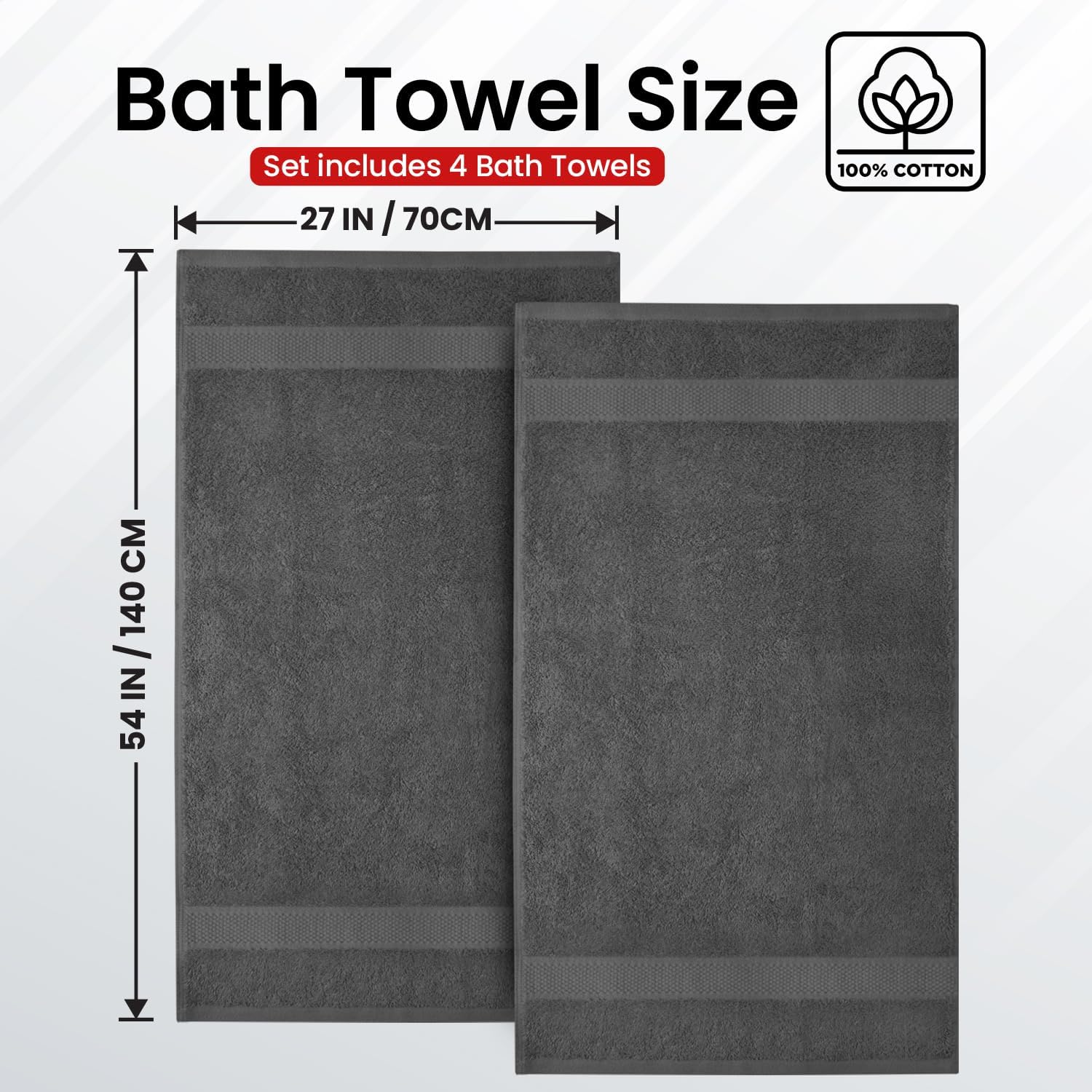 Luxury Soft 100 Ring-Spn Cotton Bath Towels Set