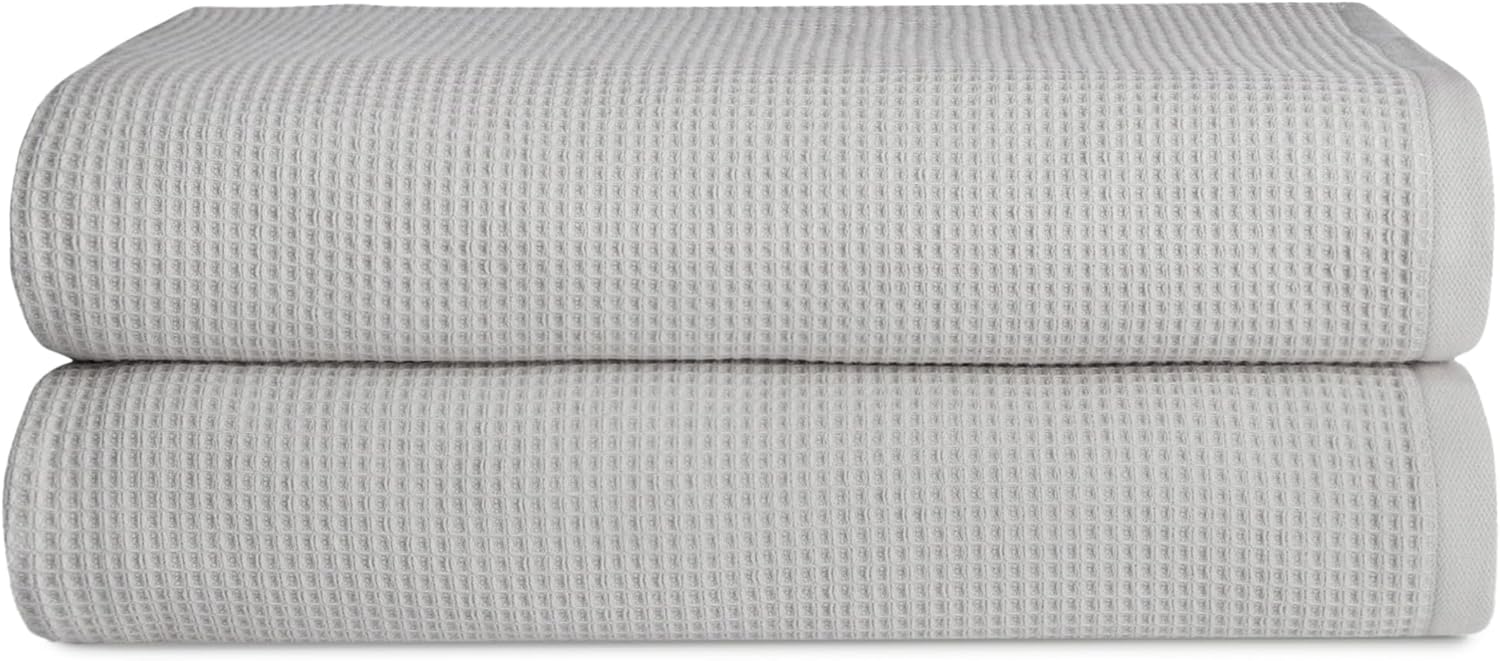 Cozy Earth Waffle Bath Sheets - Light Grey