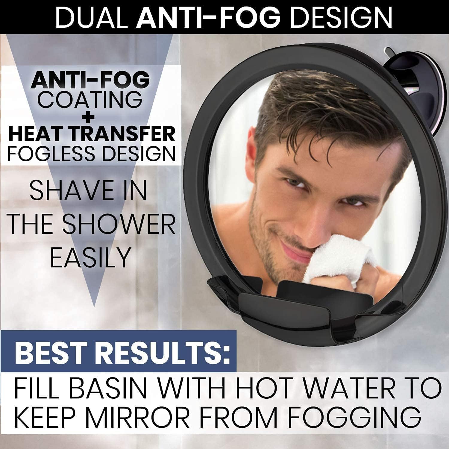 MirrorVana Dual Antifog Shower Mirror Shave with Confidence
