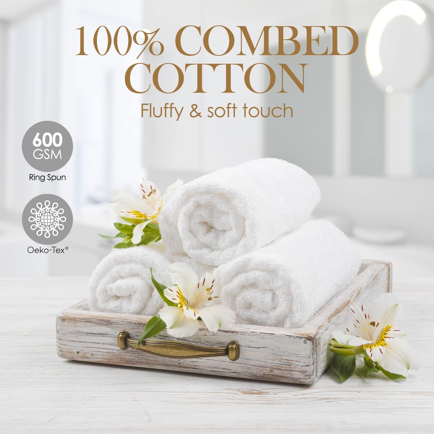 Elaine Karen 13x13 White Cotton Washcloth Set