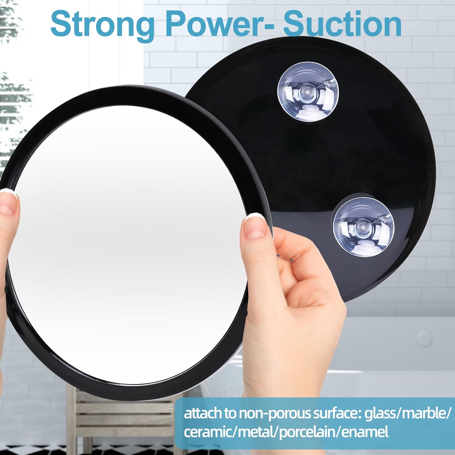 Perfect for Shaving Makeup in the Shower Suction-Closed Glassless Mirror