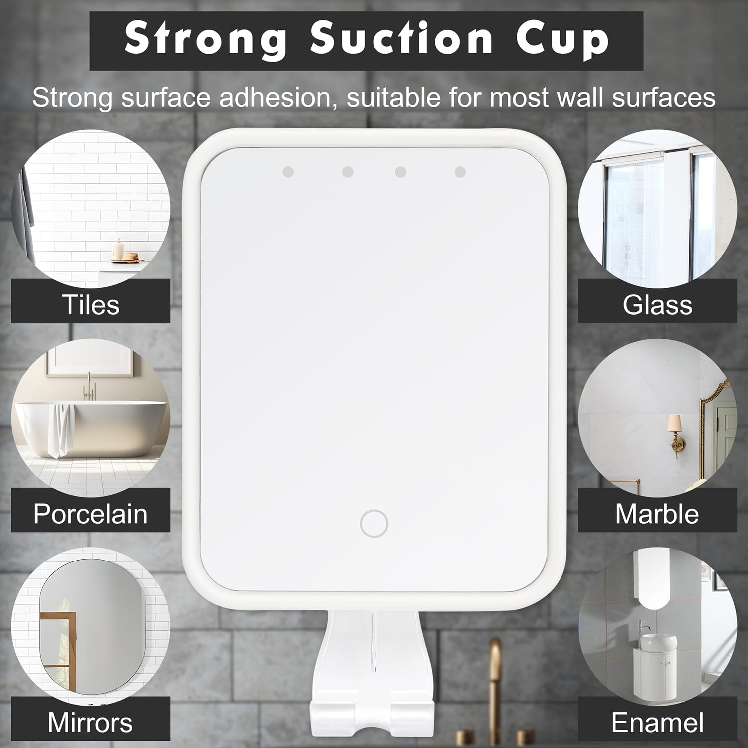 Fandenoni Heated Shower Mirror - Anti-Fog Rechargeable LED Shaving Mirror