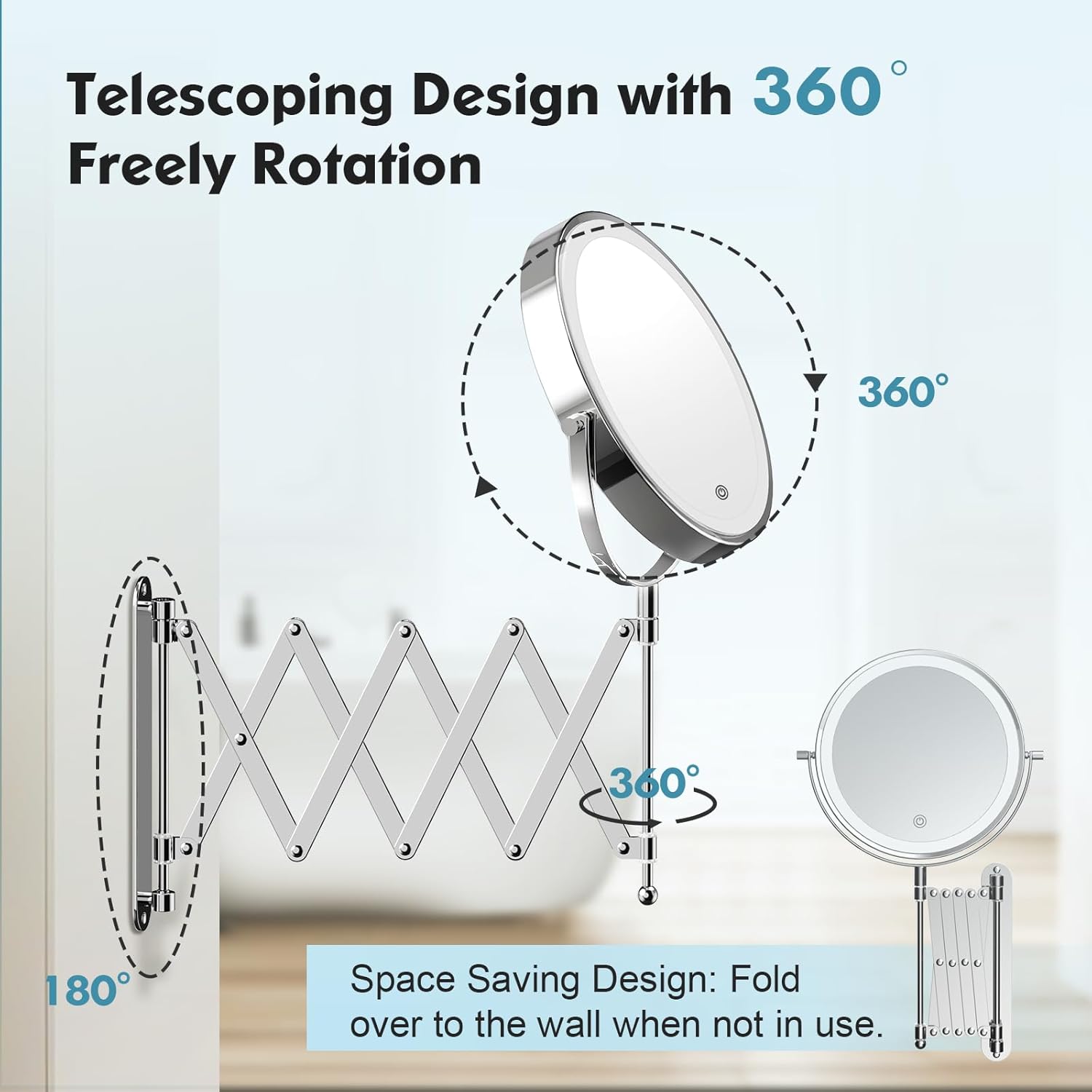 Vibrant 8-10X Wall-Mounted Makeup Mirror