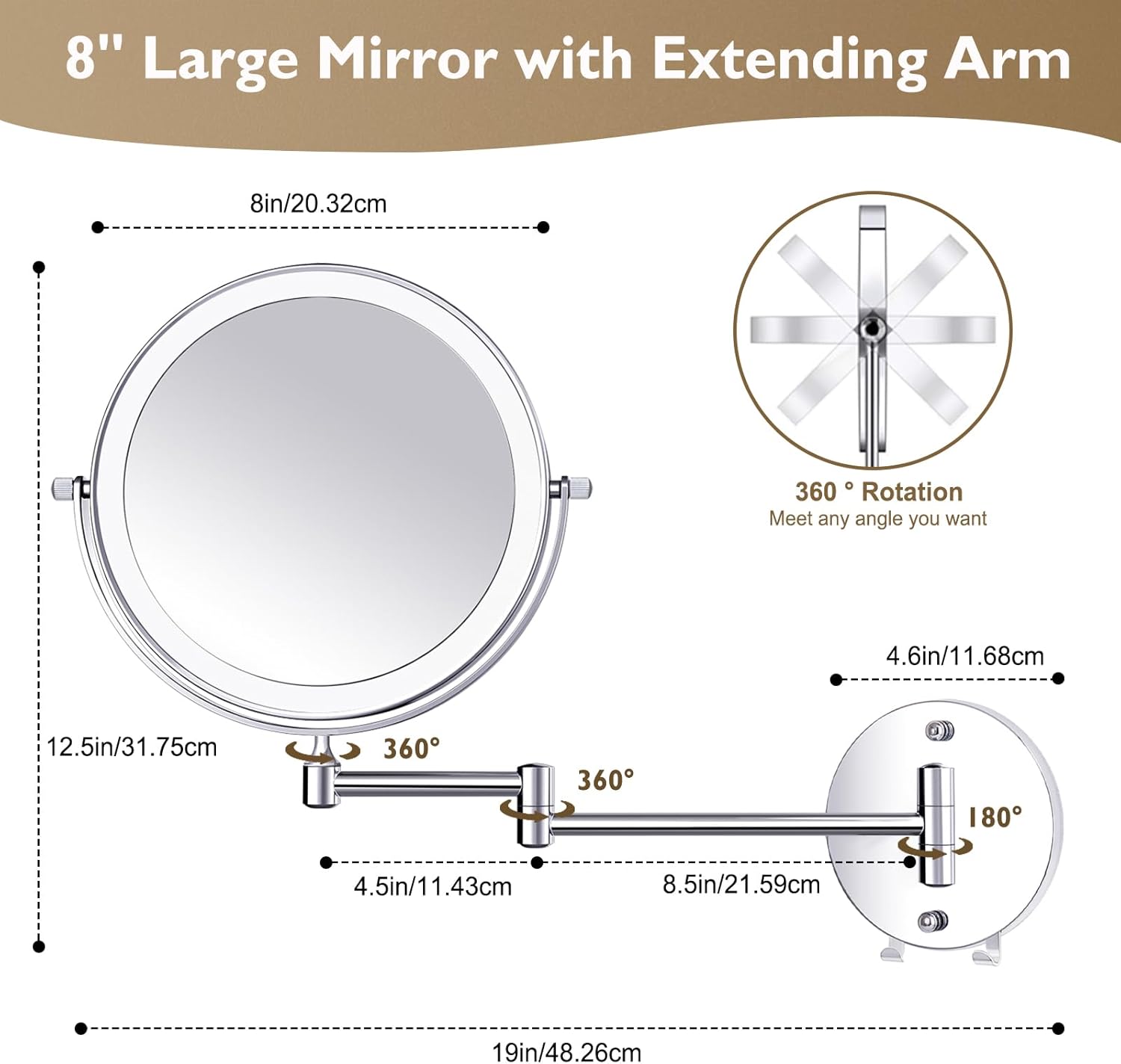 1X15X Wall Mounted Makeup Mirror