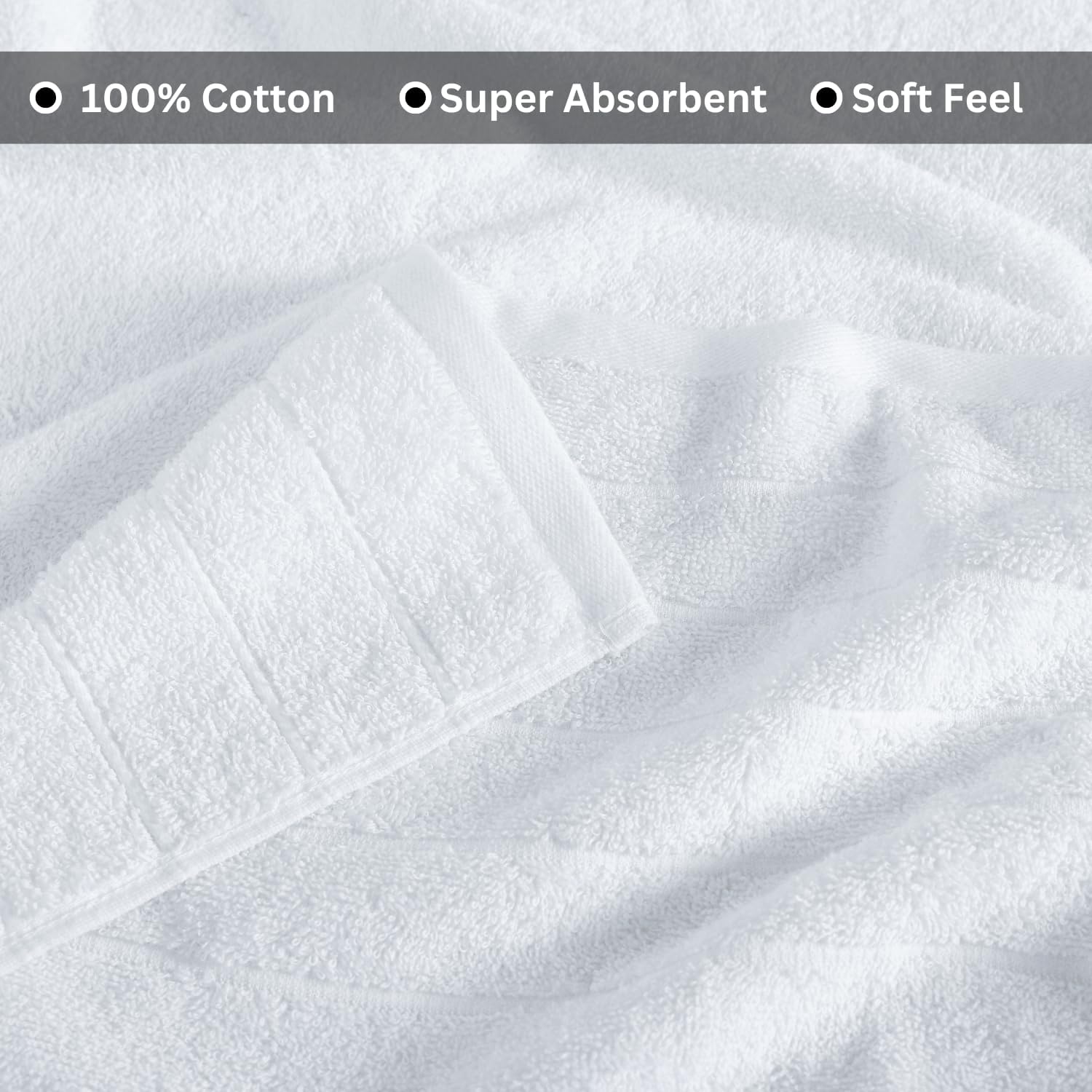 Casa Platino 4-Pack Luxury Bath Towels 30x60 Ringspun Cotton White