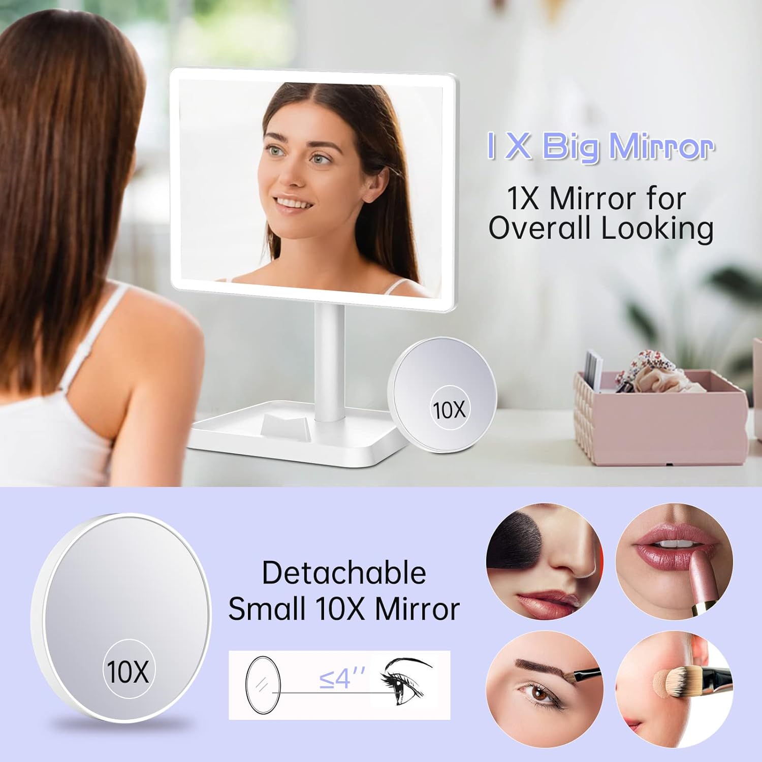Precision Makeup Mirror with 96 Bright LEDs Compact Design