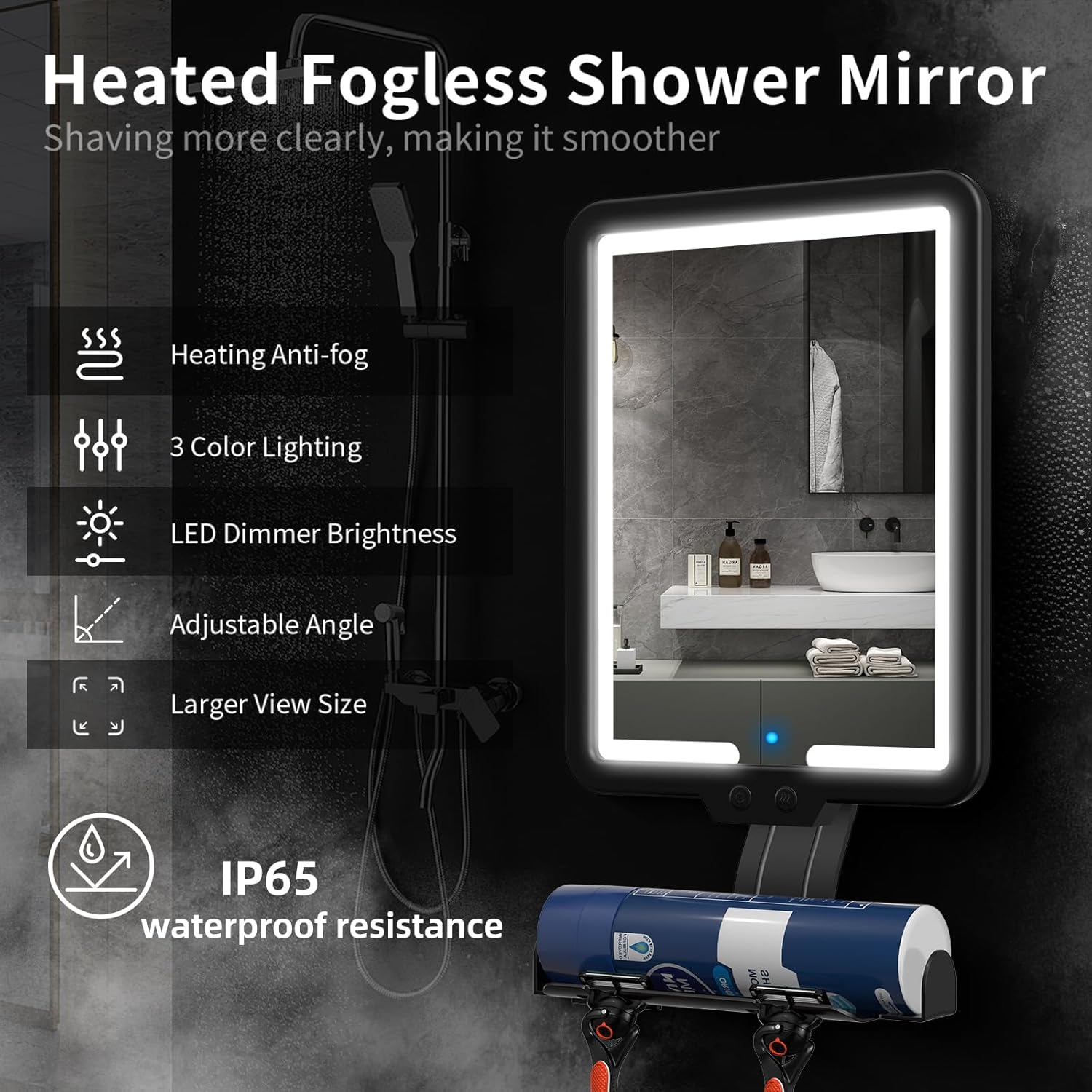 Heated Anti-Fog Shower Mirror for Shavers