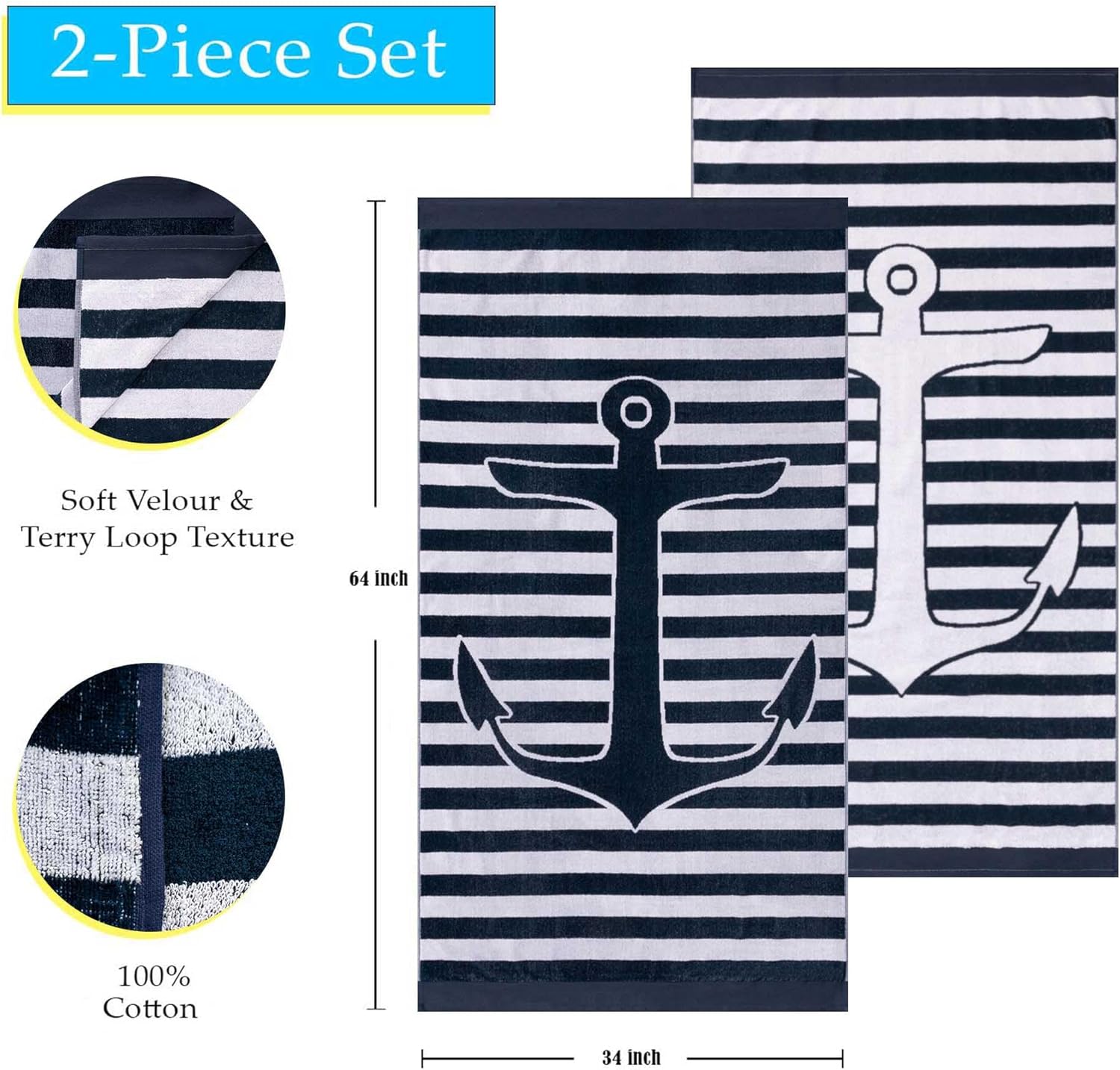 Superior Cotton Beach Towels Set for Kids and Adults