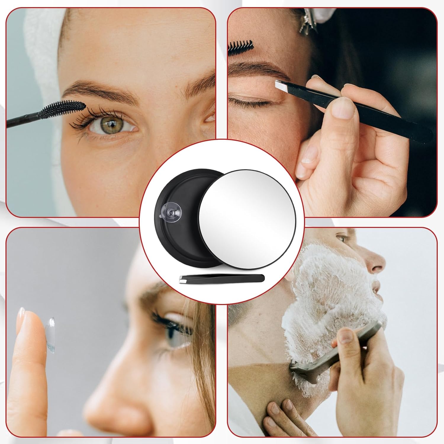 30X Magnifying Mirror Round Travel Mirror with Suction Cups