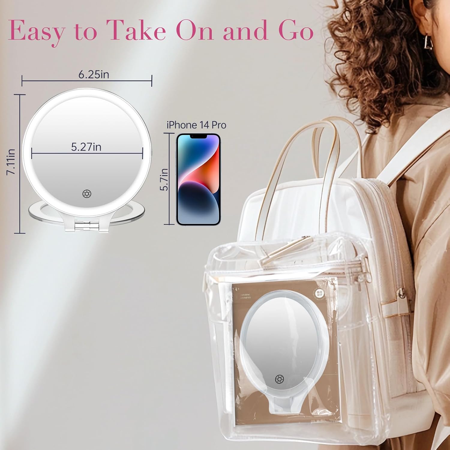 Magnifying Mirror with Light 10X1X Double Sided Travel Mirror