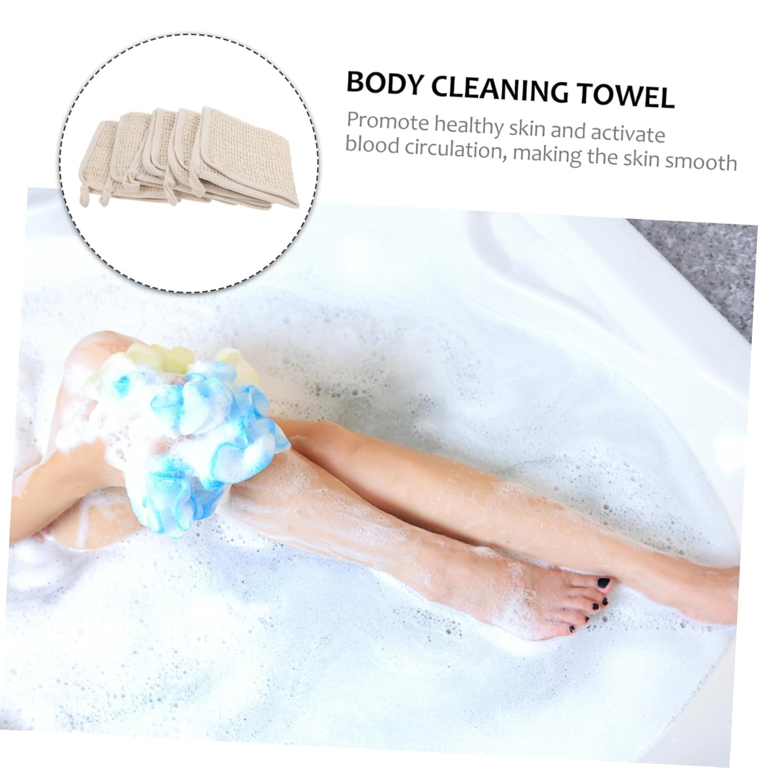 Baluue 5Pcs Exfoliating Shower Towels